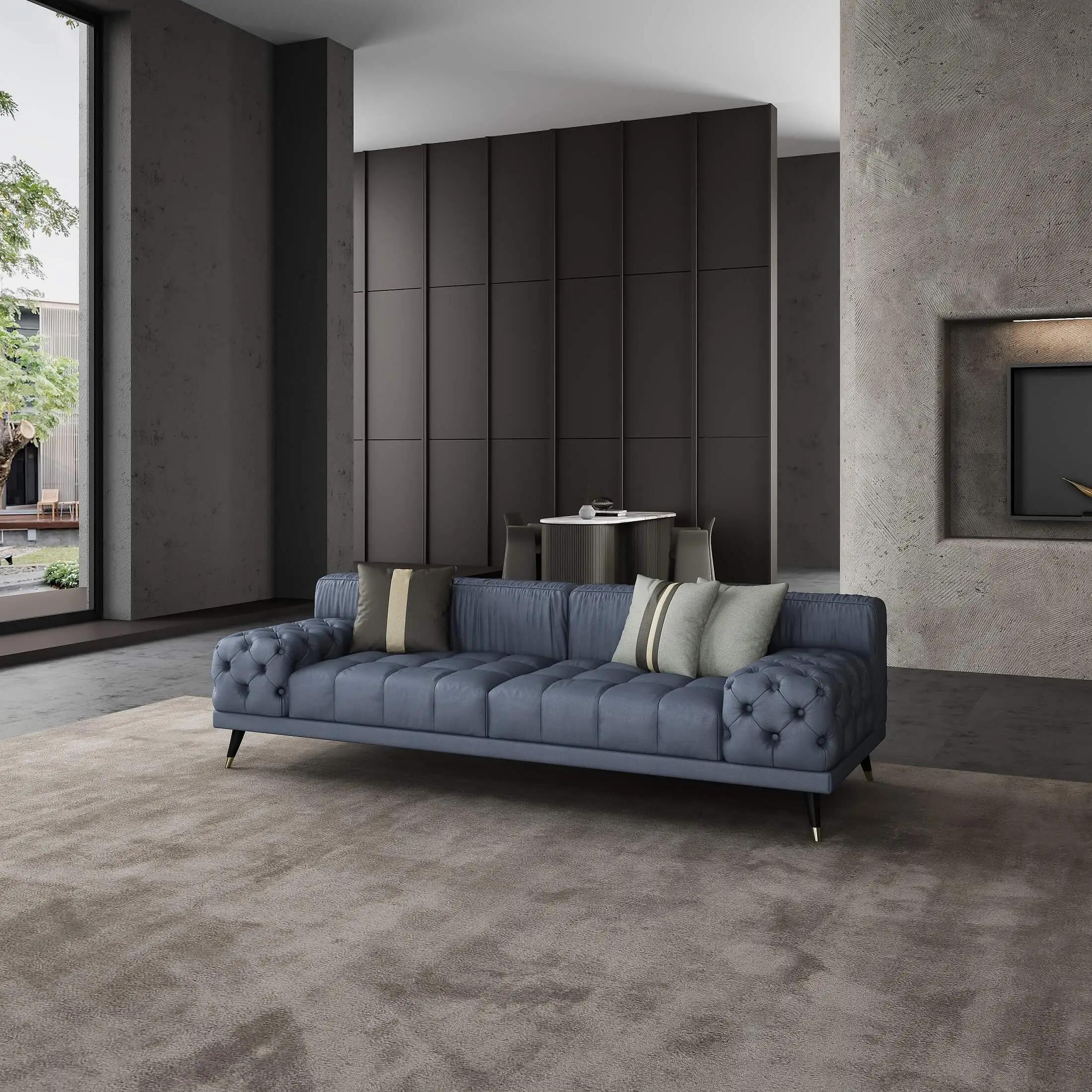 

    
Gray Italian Leather Sofa Contemporary PICASSO EUROPEAN FURNITURE
