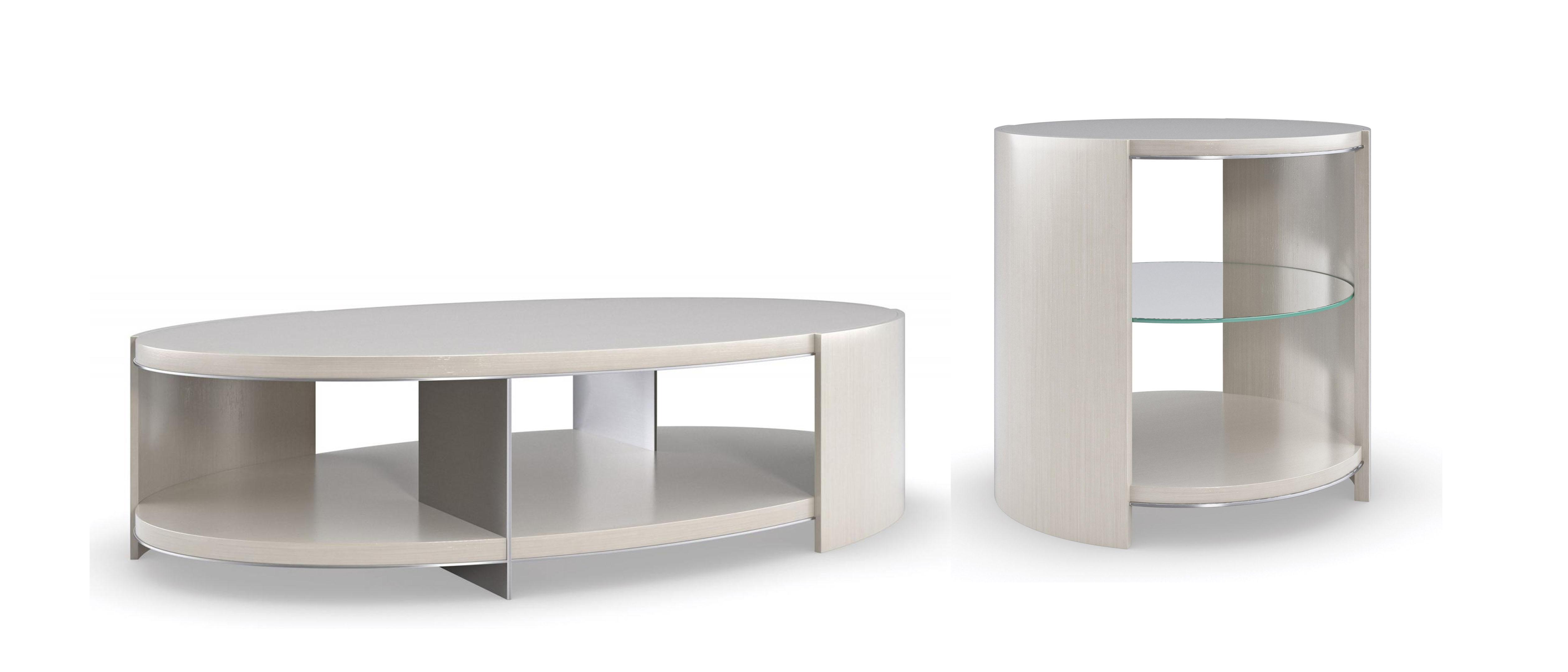 

    
Oval Shape Soft Silver Base DA VITA COCKTAIL TABLE Set 2Pcs  by Caracole
