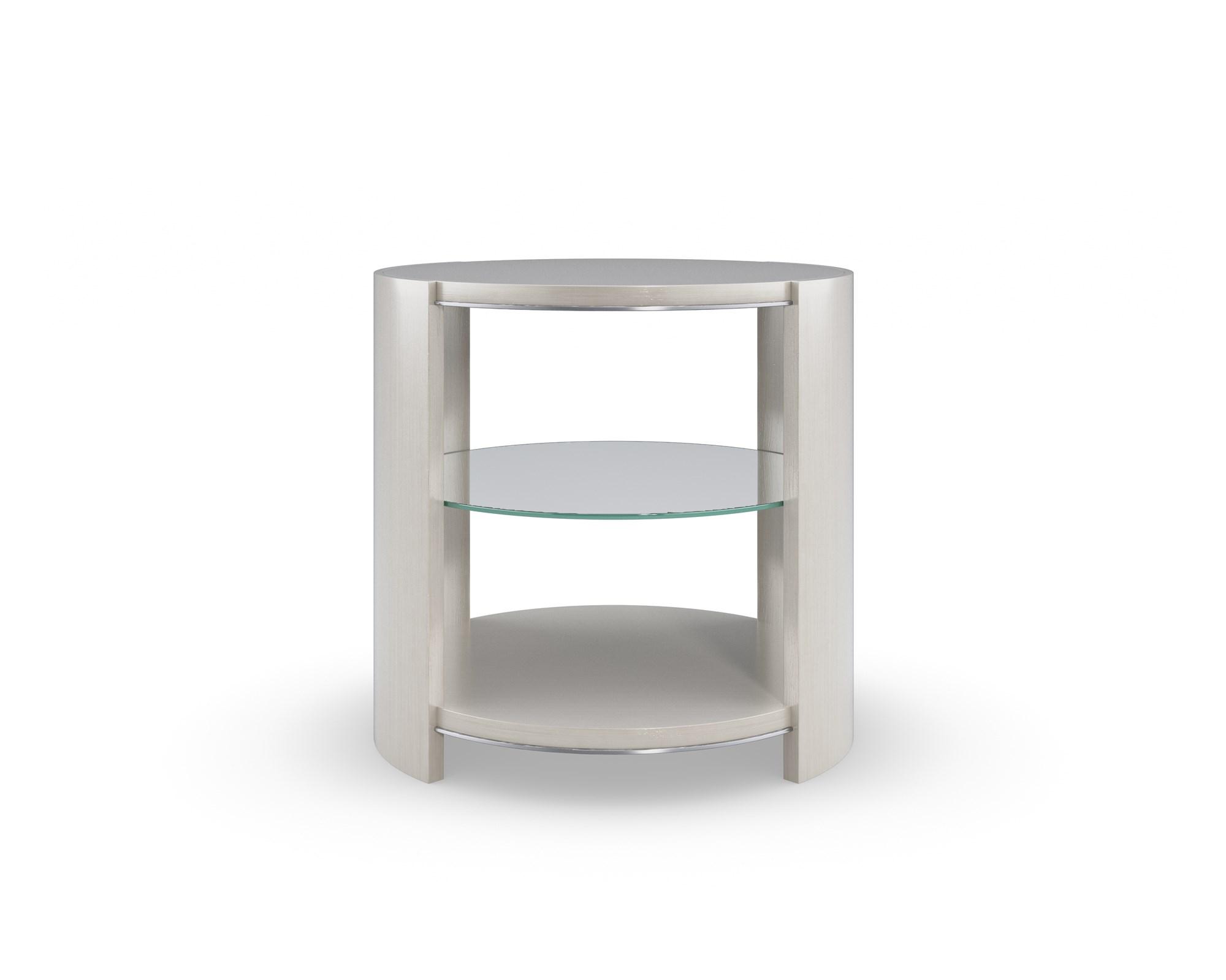 

    
Oval Shape Soft Silver Base DA VITA ROUND END TABLE  by Caracole
