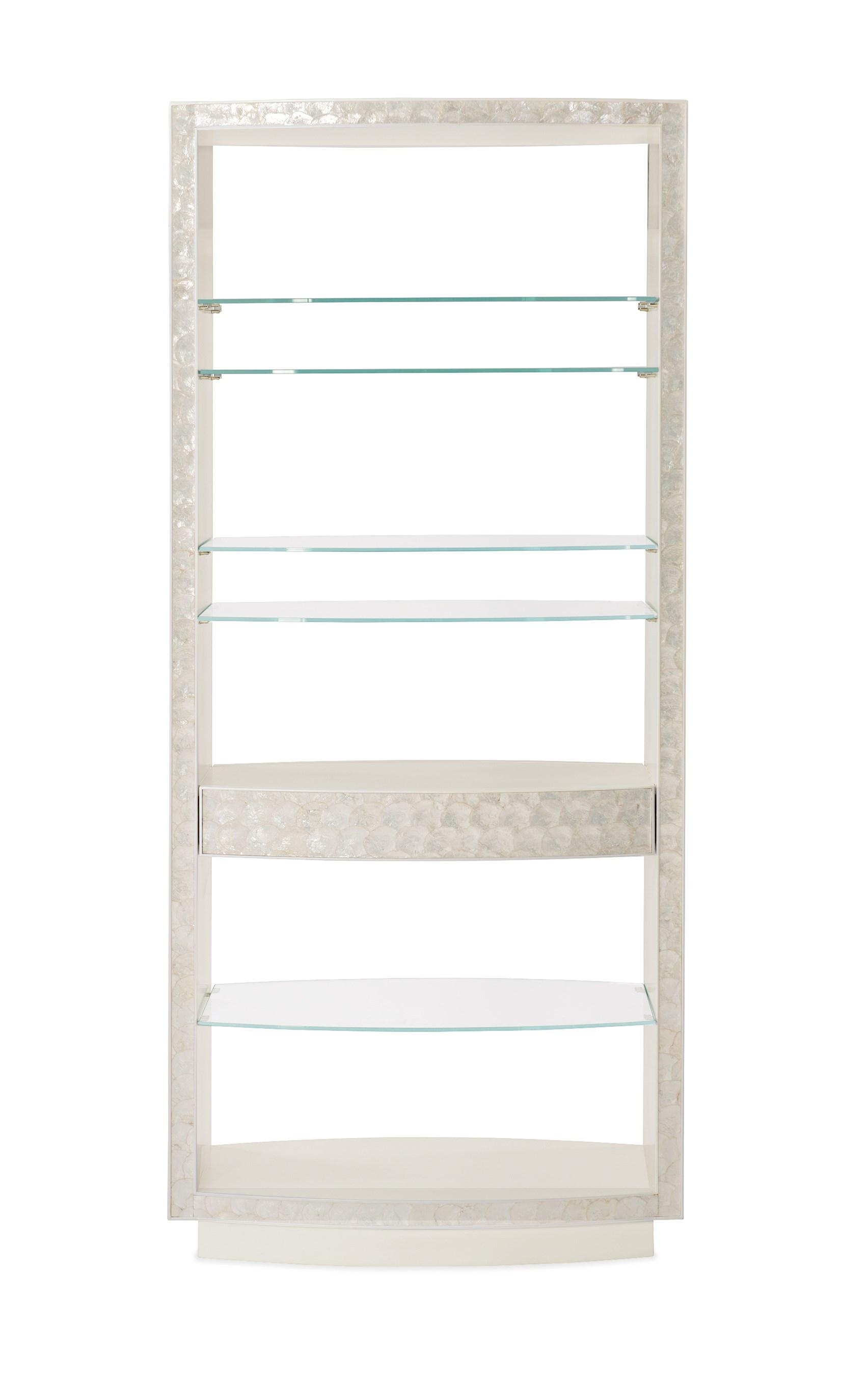 

    
Oyster Finish & white Capiz Shell Finish Bookcase WE SHELL SEE by Caracole
