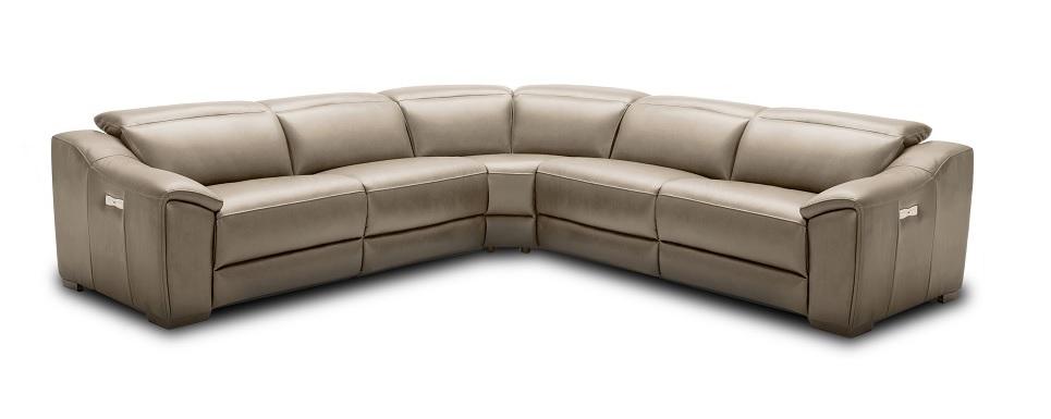 Tan Genuine Leather Ozzy Motion Reclining Sectional Sofa Contemporary ...