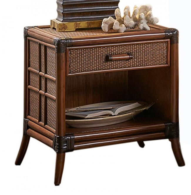 Contemporary Night Stand Palm Island 1102-5644-ATQ in Brown 