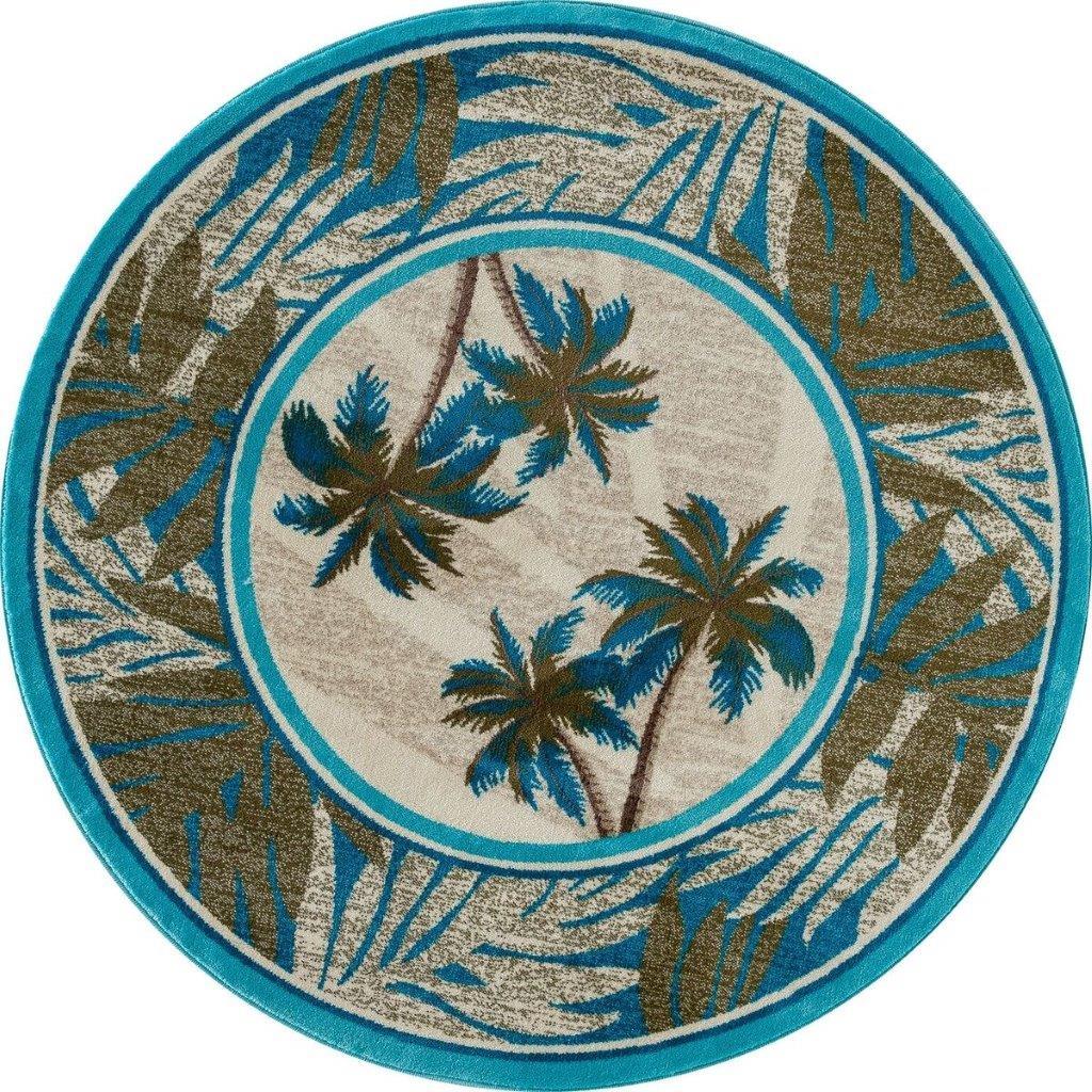 

    
Palmyra Frond Aqua 5 ft. 3 in. Round Area Rug by Art Carpet
