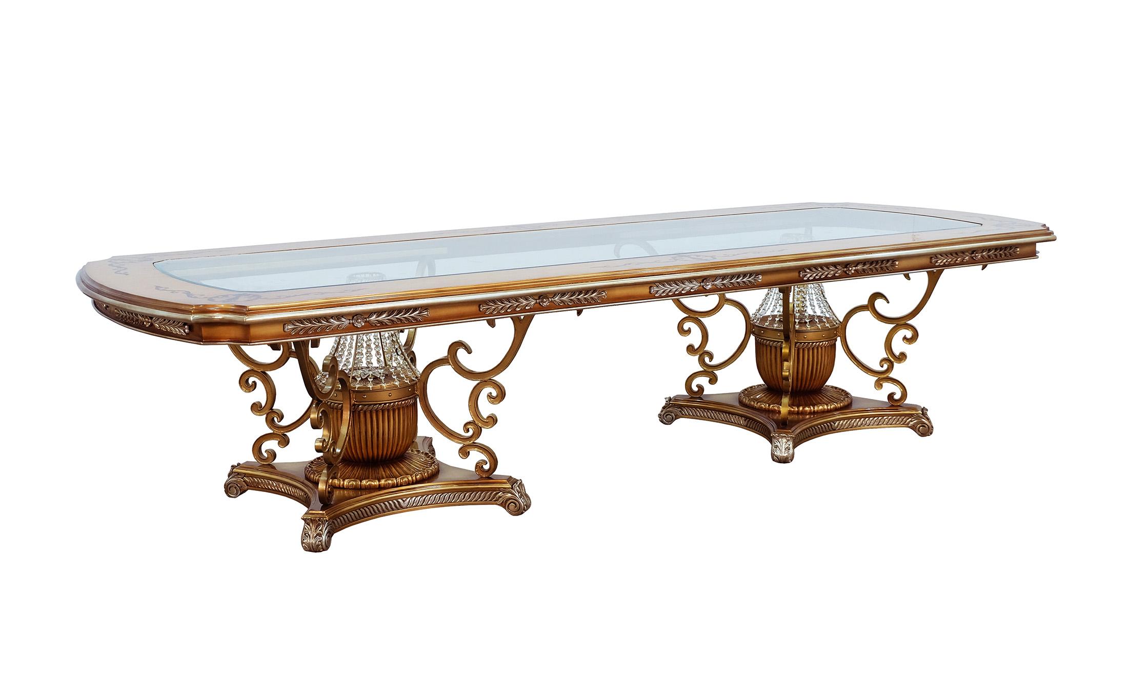 Classic, Traditional Dining Table ST. GERMAIN 35550-DT in Ebony, Silver, Brown 
