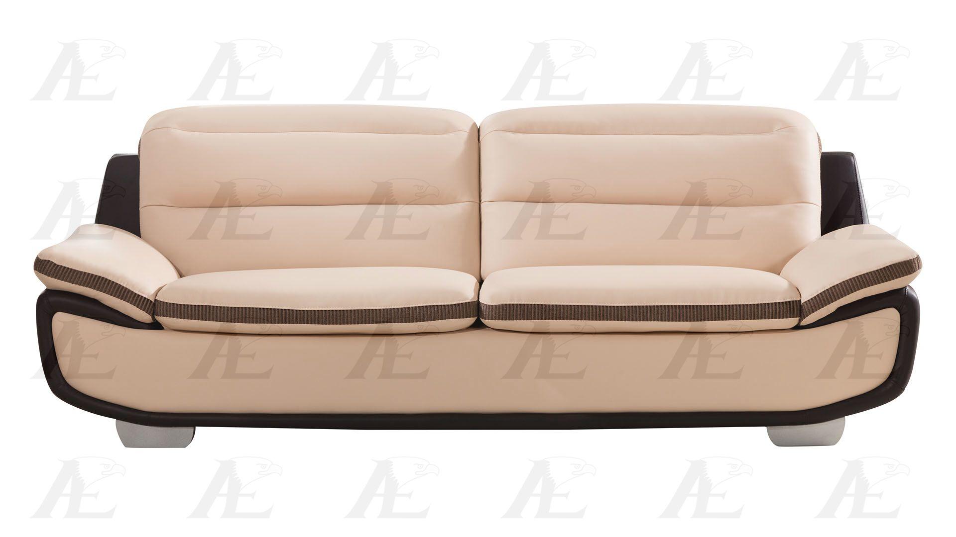 

    
Peach and Dark Chocolate Faux Leather Sofa Set 3Pcs American Eagle AE638-PE.DC
