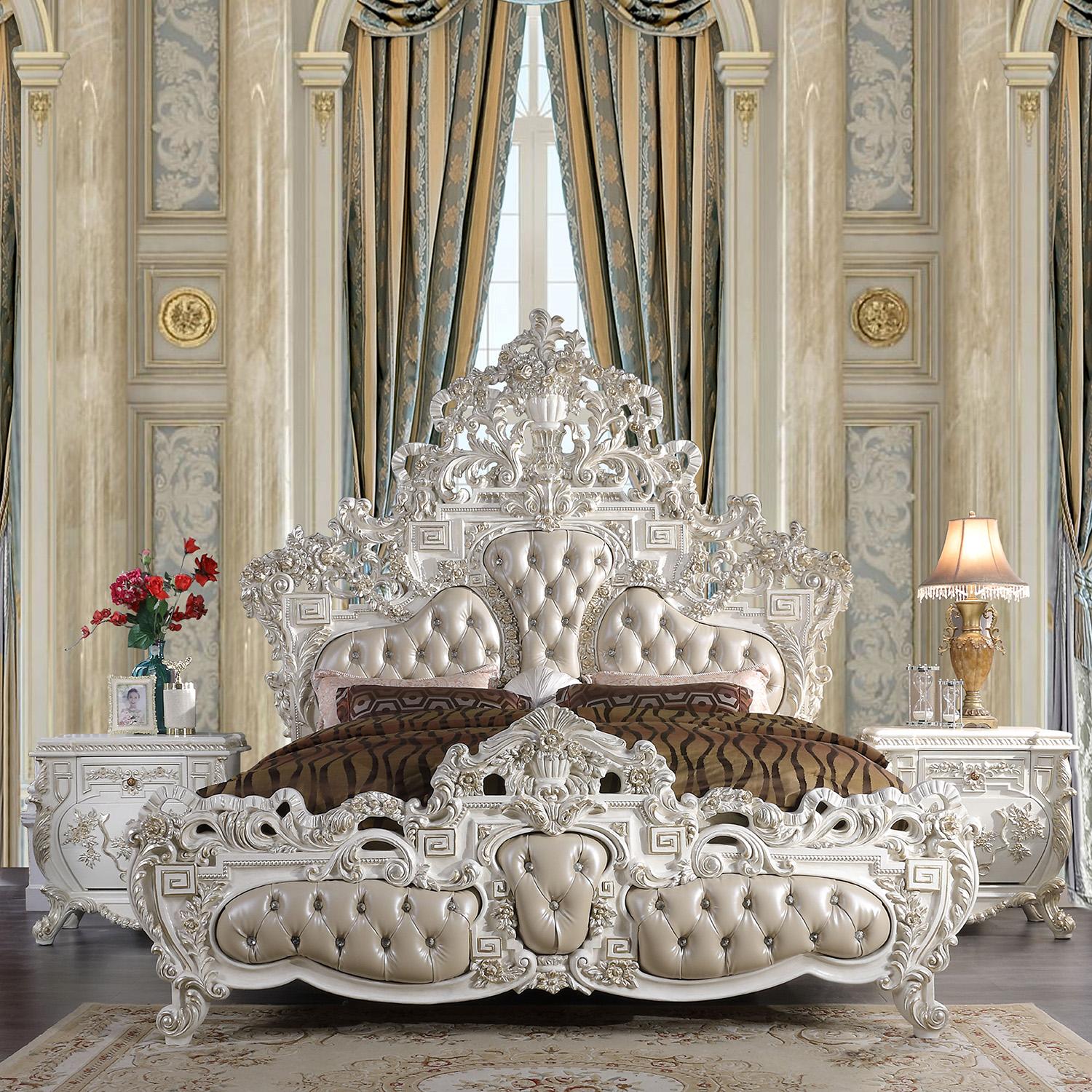 

    
Pearl Cream & White Tufted CAL King Bed Traditional Homey Design HD-1807
