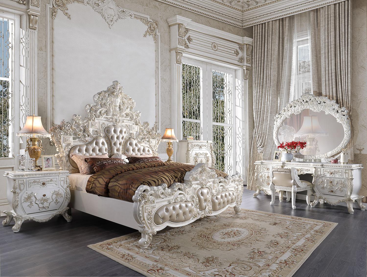 

    
Pearl Cream & White Tufted CAL KING Bedroom Set 5 Pcs Traditional Homey Design HD-1807

