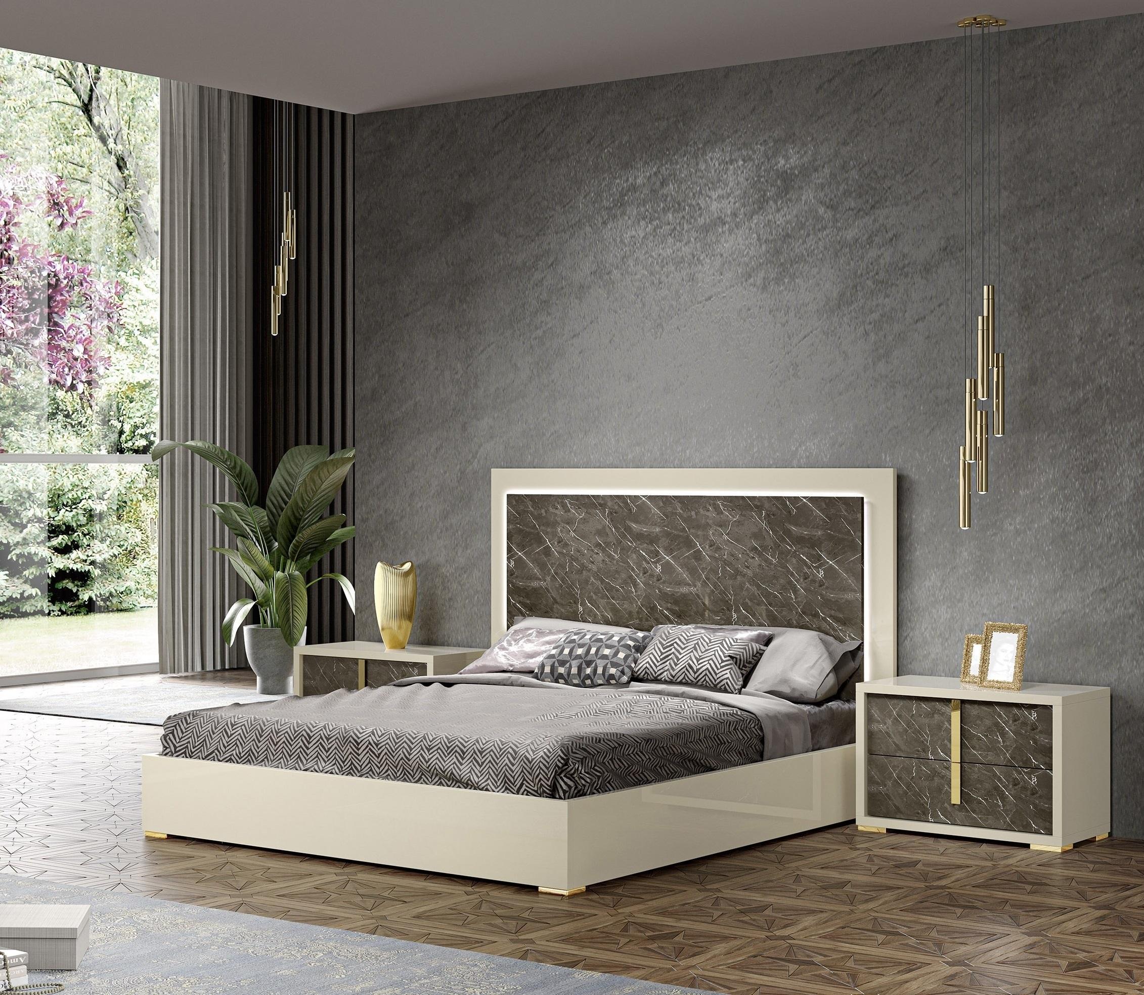 Contemporary Platform Bedroom Set Sonia SKU 18554-Q-3PC in White, Gray 