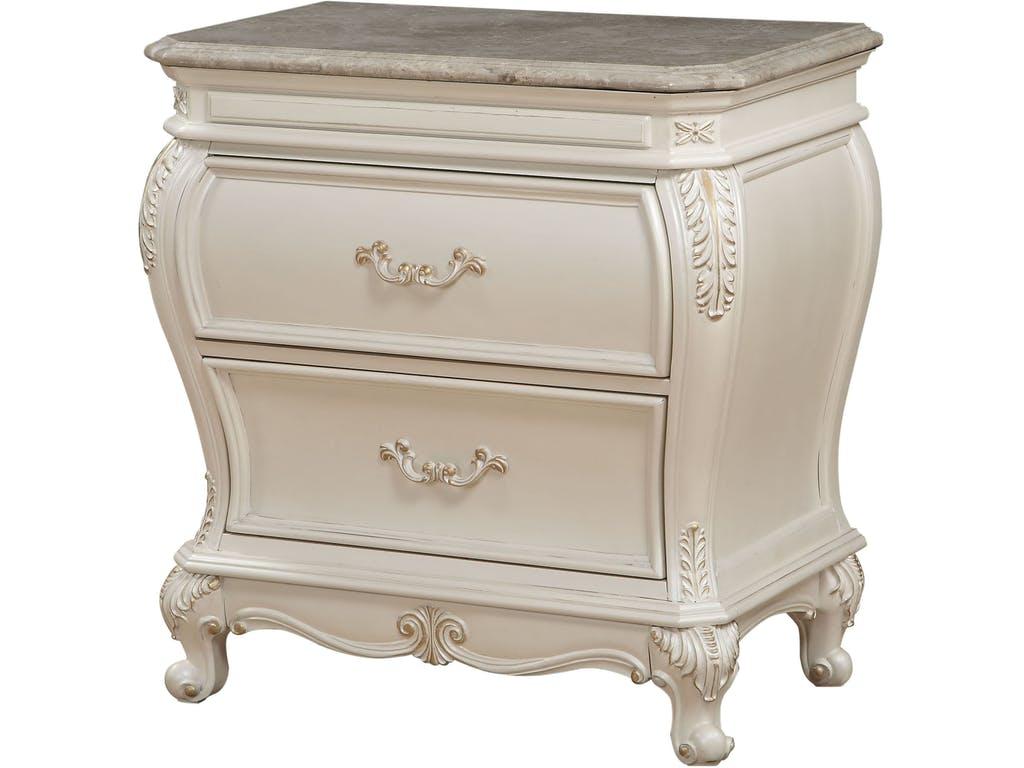 Classic, Traditional Nightstand Chantelle-23543 Chantelle-23543 in Pearl, White, Gold 