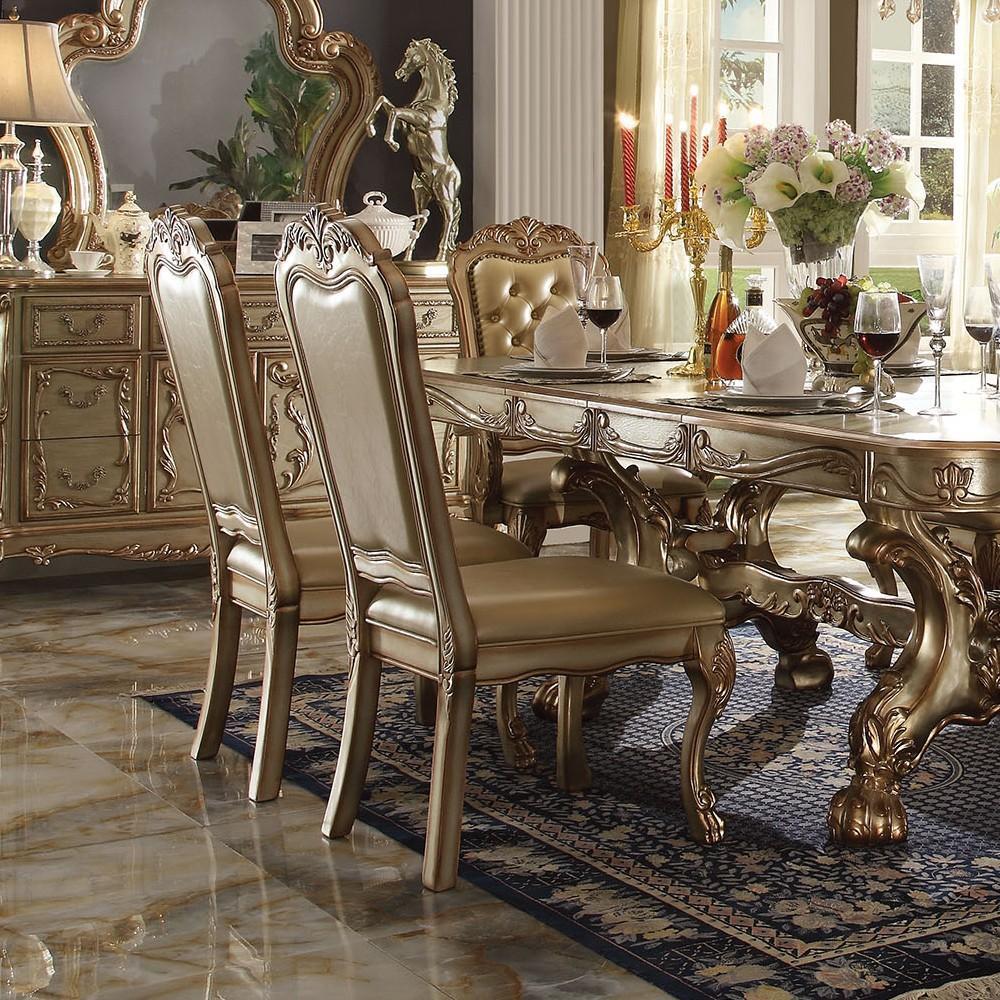 

    
Pendarvis DT-Set-7 Gold Patina Bone Carved Wood Pendarvis Extendable Dining Table Set 7 Traditional
