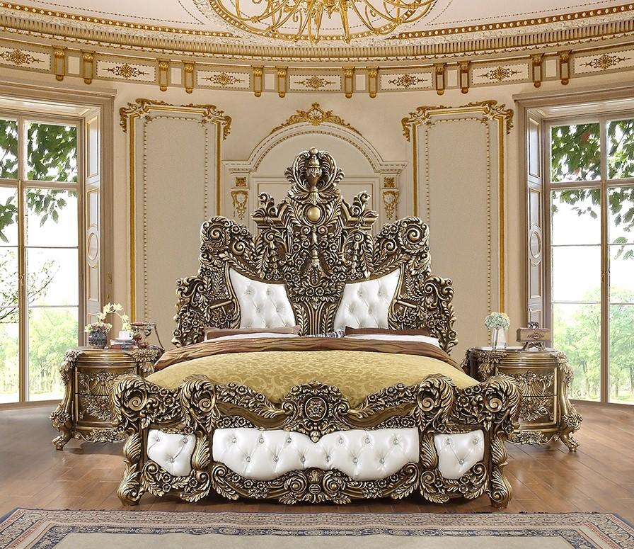

    
Perfect Brown & Gold CAL King Bedroom Set 3 Psc Traditional Homey Design HD-1802

