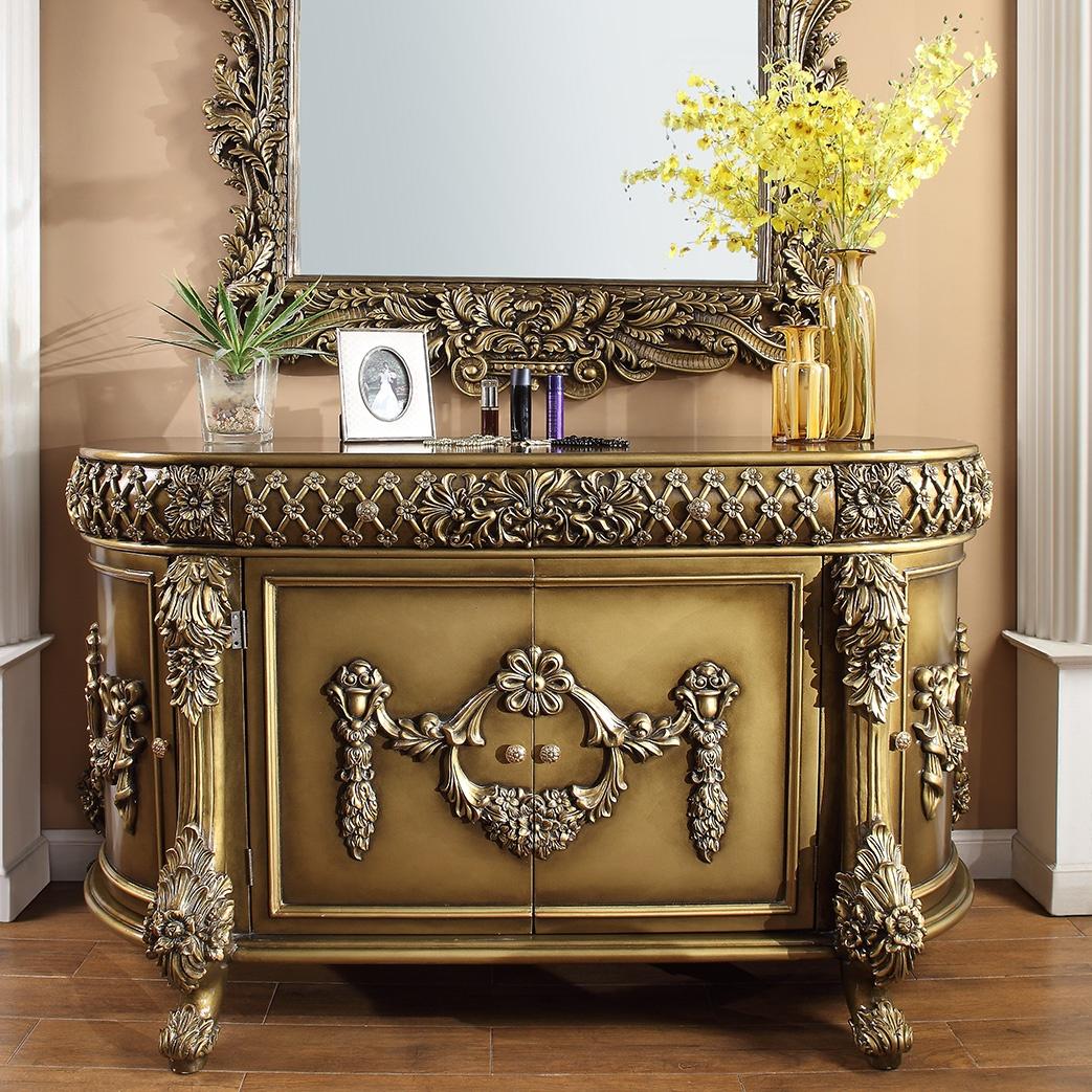Traditional Dresser HD-1802 HD-D1802 in Gold, Brown 