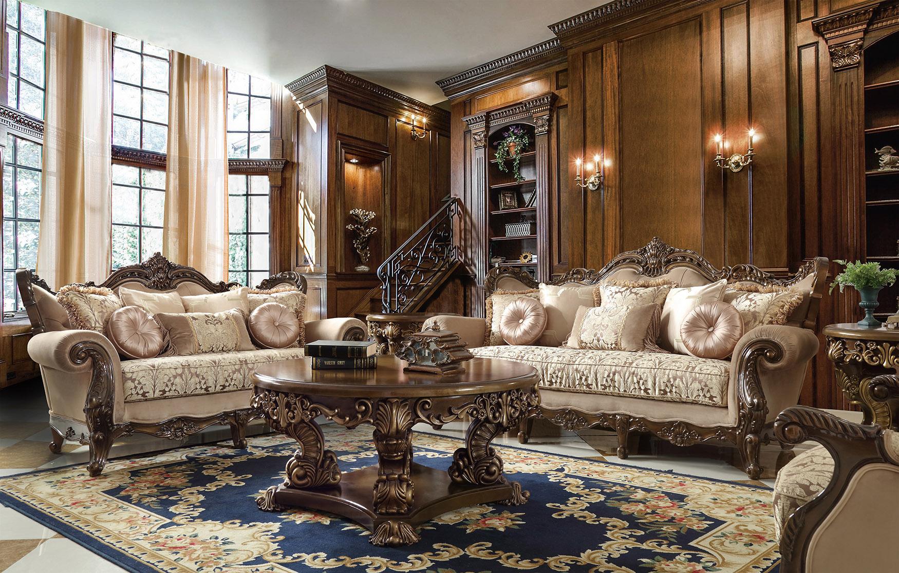 

    
Perfect Brown & Silk Beige Fabric Sofa Set 3Pcs Traditional Homey Design HD-6935
