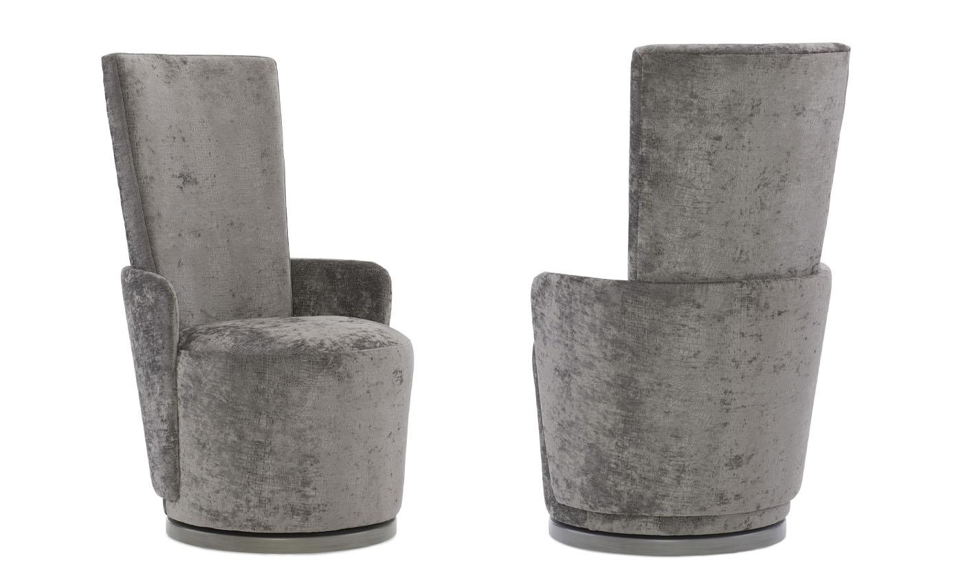

    
Performance Dark Grey Fabric RENDITION SWIVEL CHAIR Set 2Pcs by Caracole
