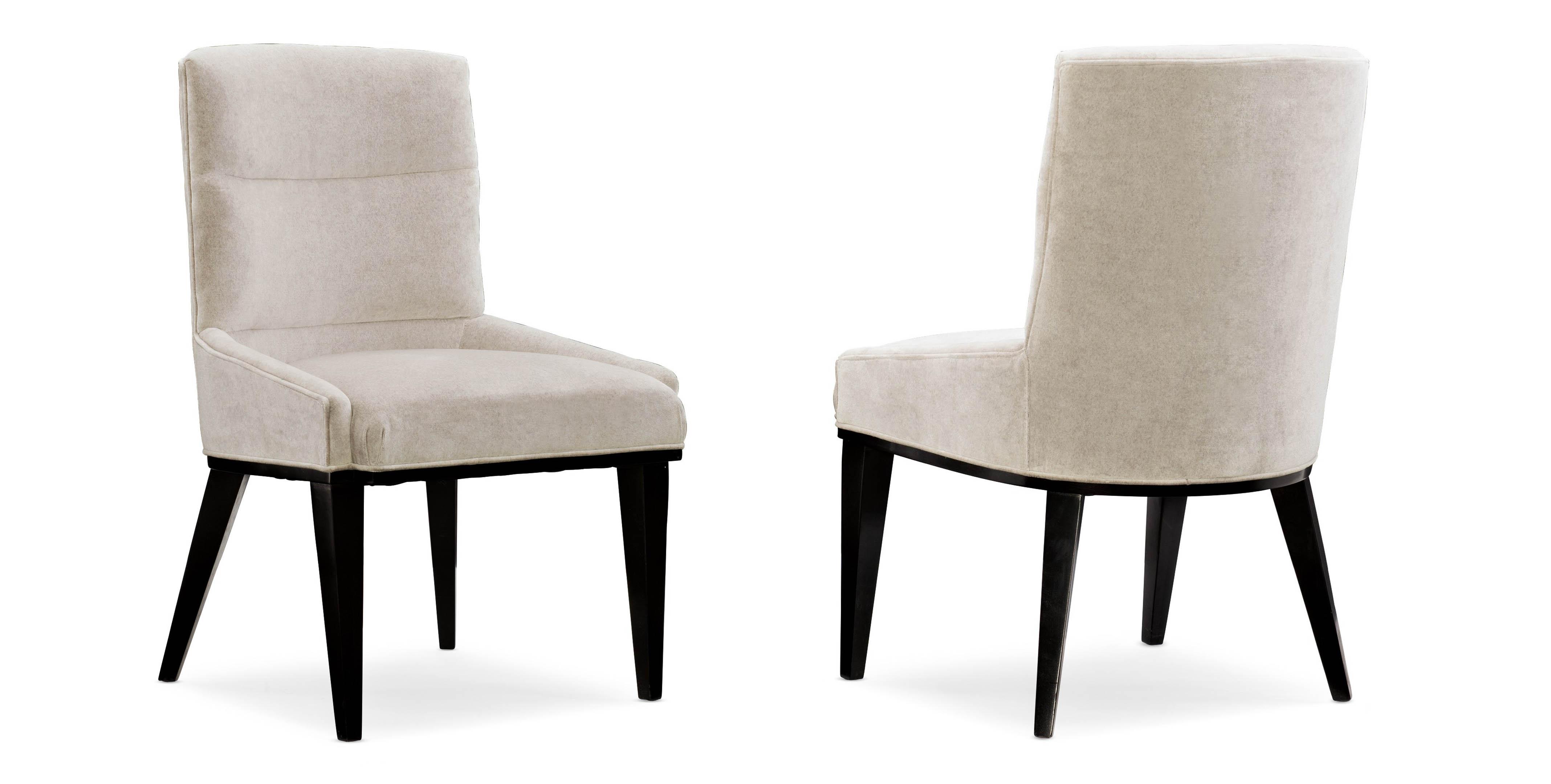 Contemporary Dining Chair Set VECTOR DINING CHAIR M102-419-272-Set-2 in Off-White, Ebony Fabric