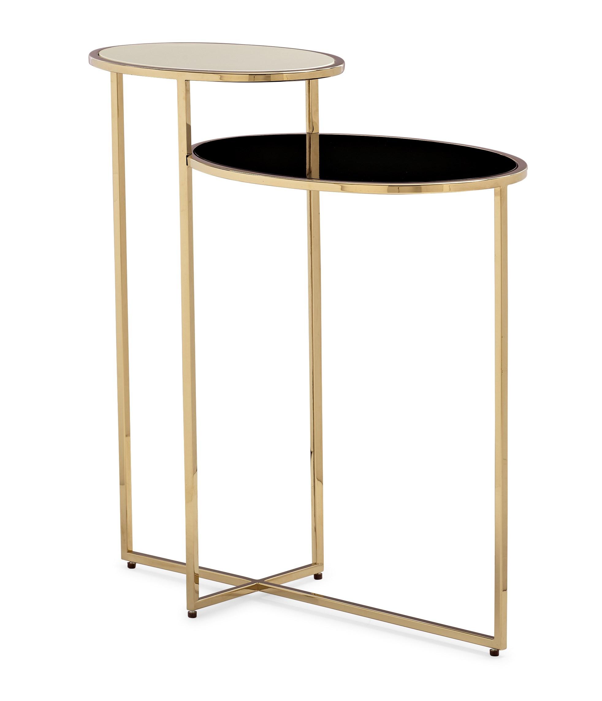 

    
Piano Black & Creme Lacquer Majestic Gold Base THE LIAISON SIDE TABLE by Caracole
