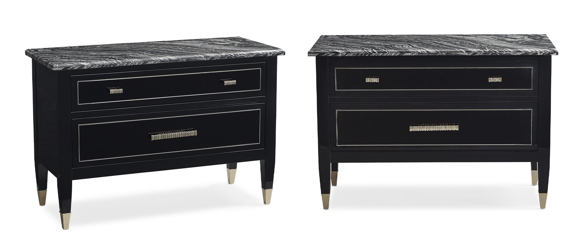 

    
Piano Black W/ Stone Top EN VOGUE NIGHTSTAND Set 2 Pcs by Caracole
