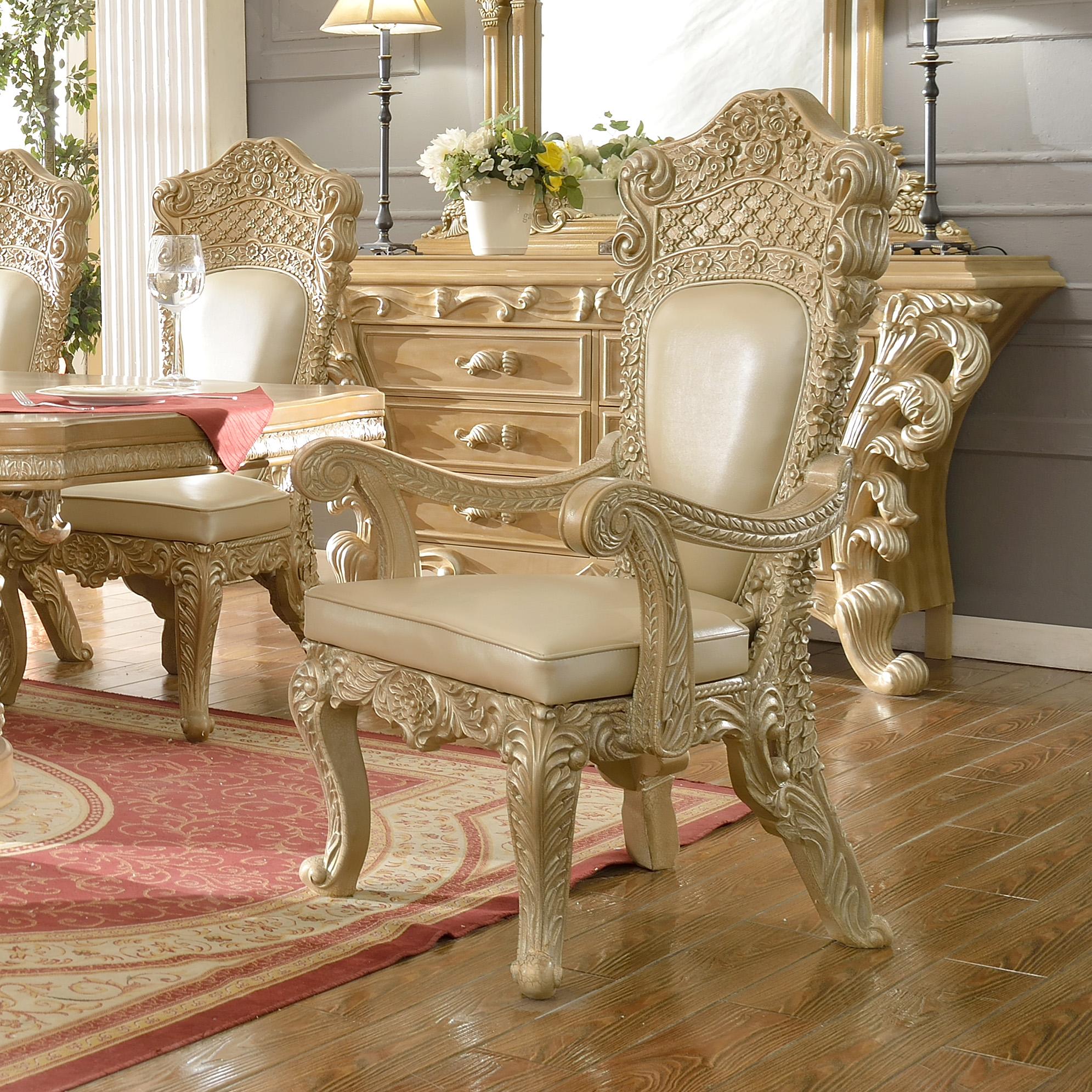 

                    
Homey Design Furniture HD-7012 Dining Table Set Antique Silver/Golden Beige Faux Leather Purchase 
