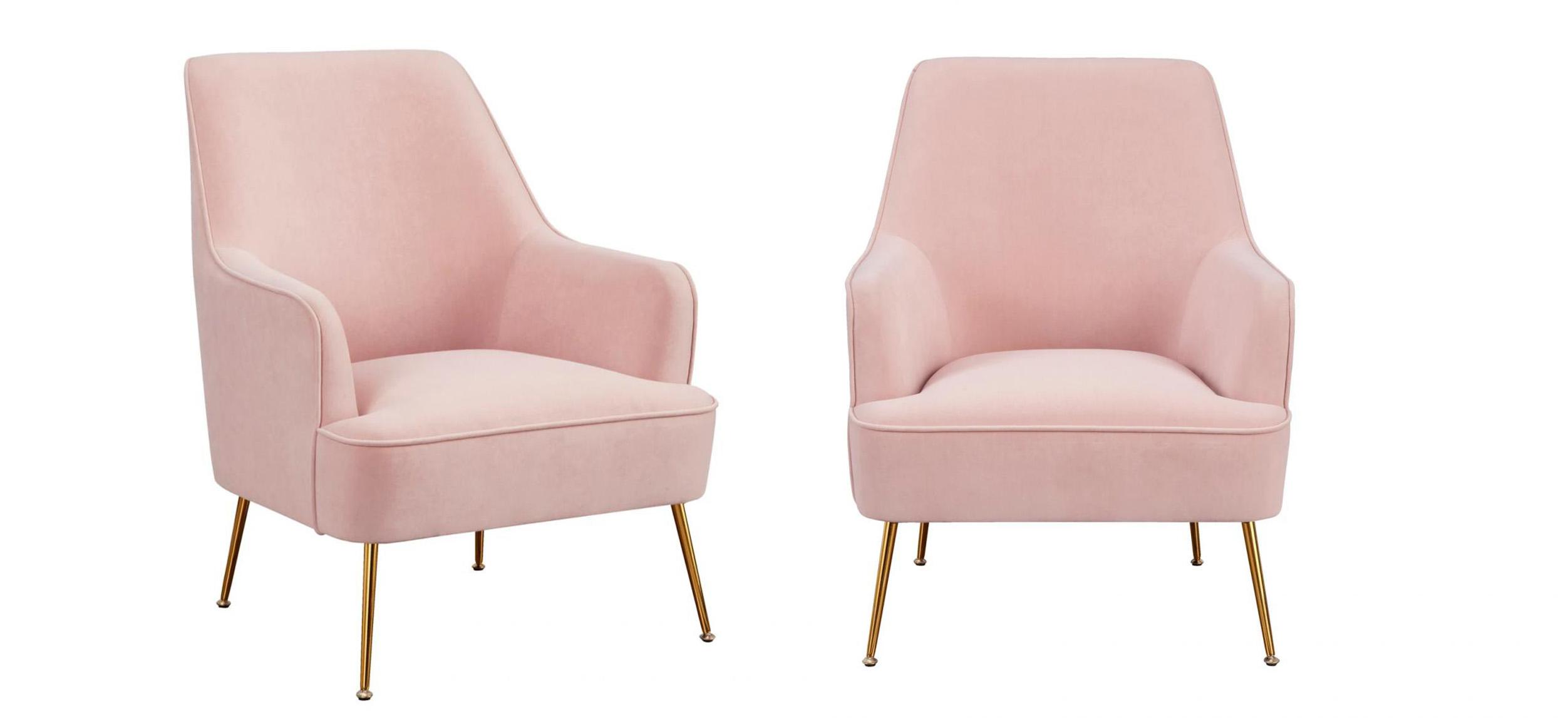 Contemporary, Modern Arm Chair Set REBECCA 9010-1-PNK-Set-2 in Pink Fabric
