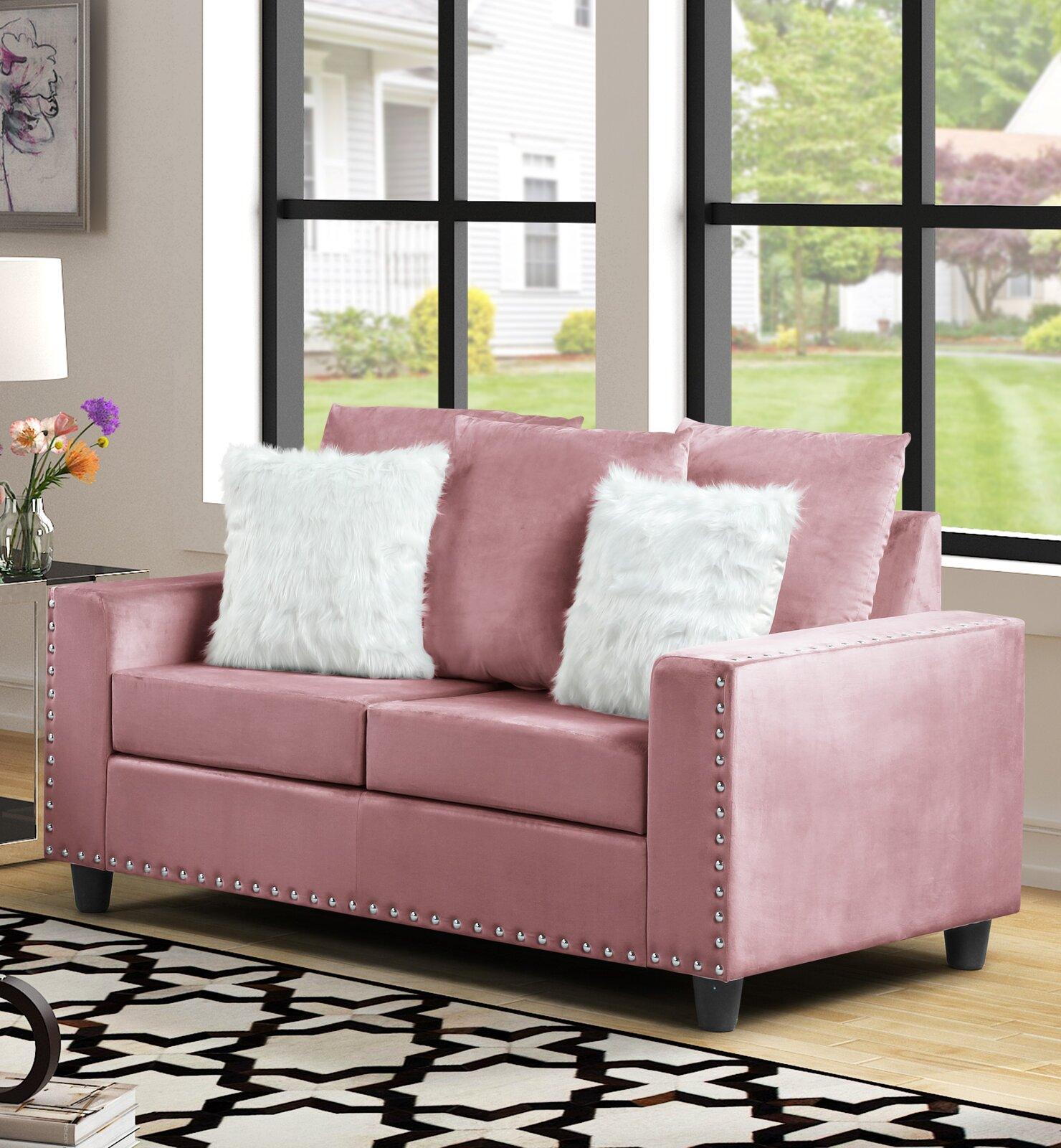 

    
Pink Fabric Loveseat MORRIS Galaxy Home Contemporary Modern
