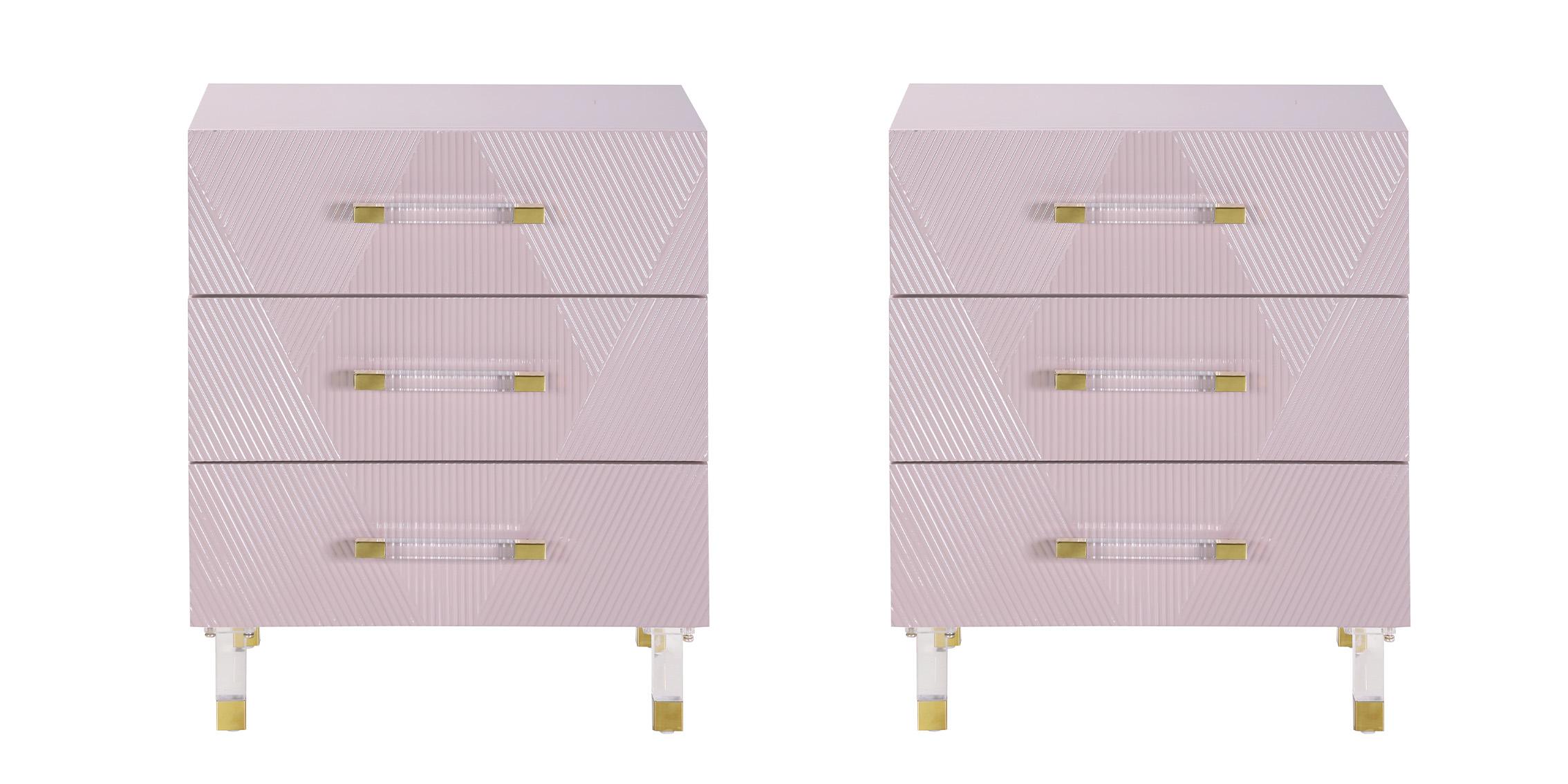 

    
Pink Lacquer Nightstand Set 2Pcs ANASTASIA 833 Meridian Contemporary Modern
