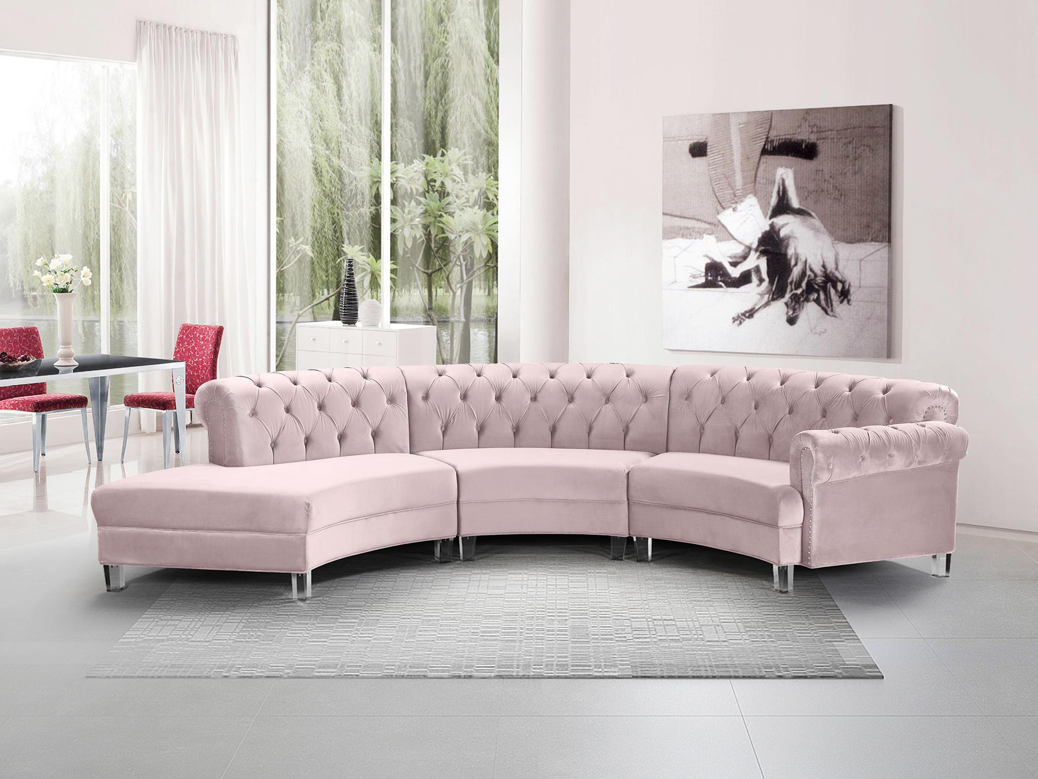 

    
697Pink-Sec-3PC Meridian Furniture Sectional Sofa
