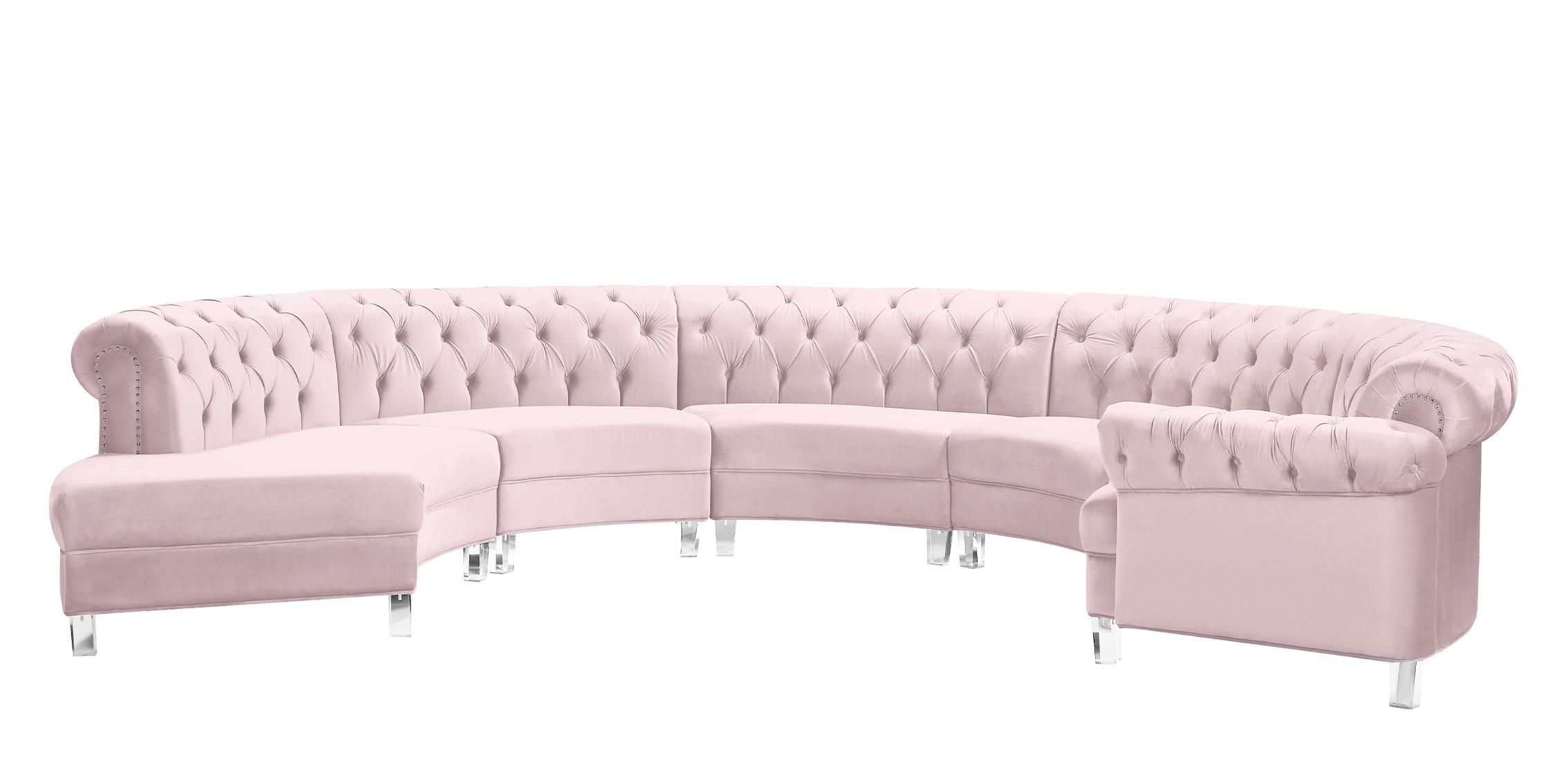 

        
Meridian Furniture ANABELLA-697Pink-5 Sectional Sofa Pink Velvet 704831407303
