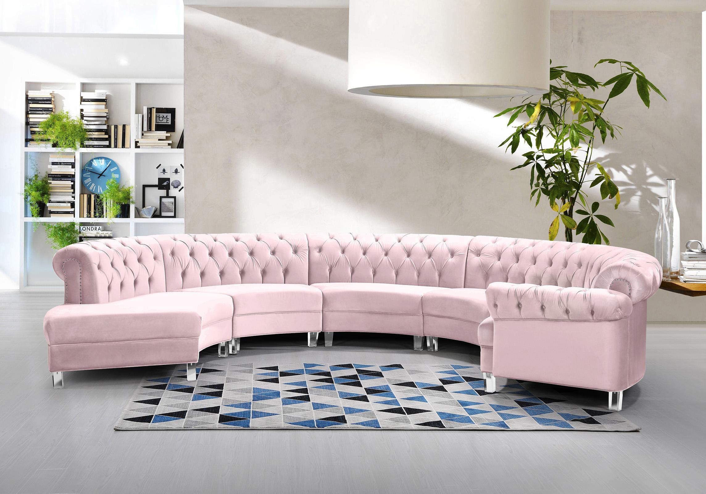 

    
697Pink-Sec-5PC Meridian Furniture Sectional Sofa
