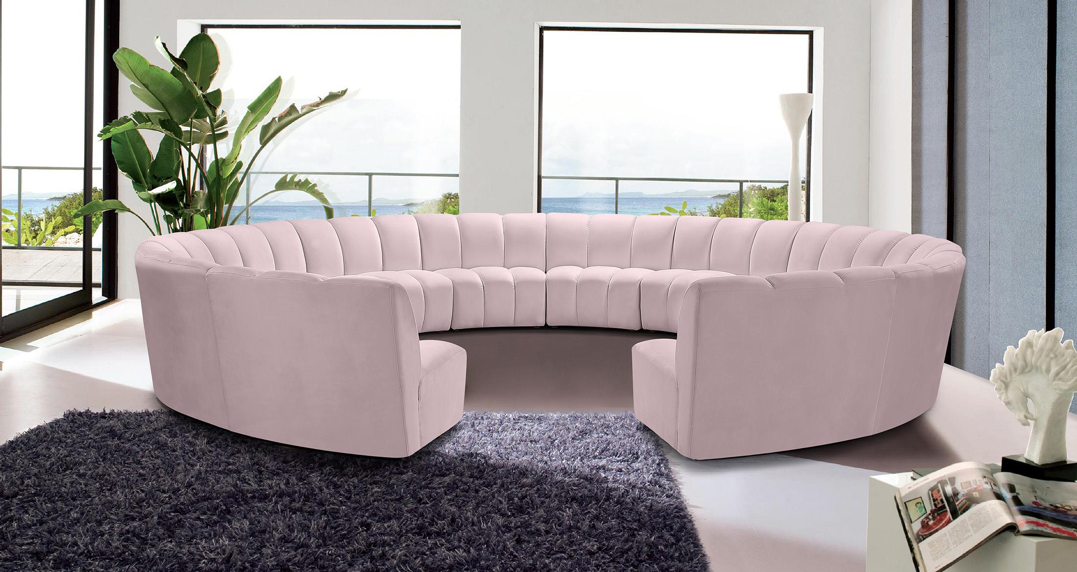 

    
Pink Velvet Modular Sectional Sofa INFINITY 638Pink-12PC Meridian Modern
