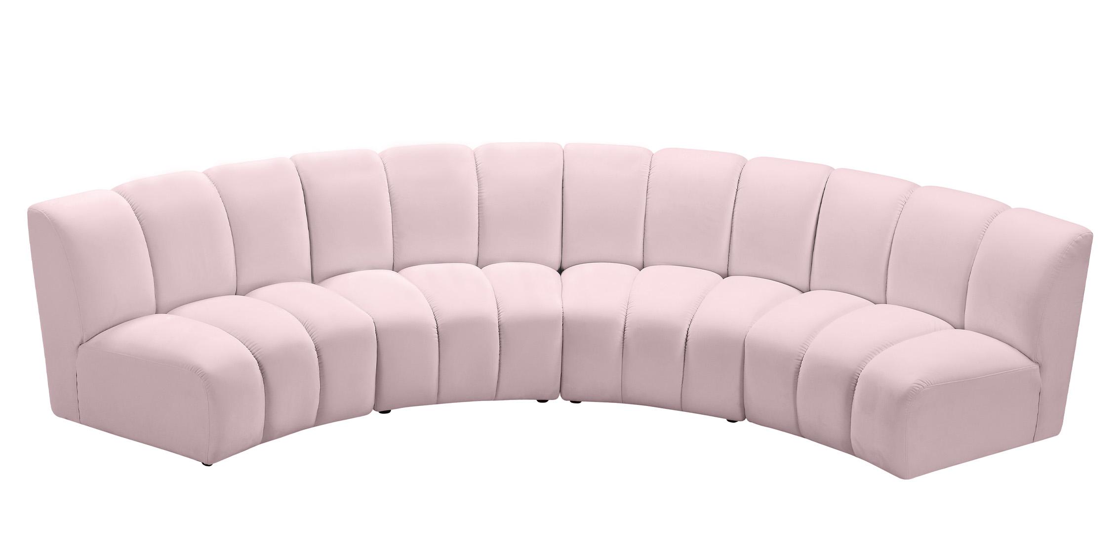 

    
Pink Velvet Modular Sectional Sofa INFINITY 638Pink-4PC Meridian Modern
