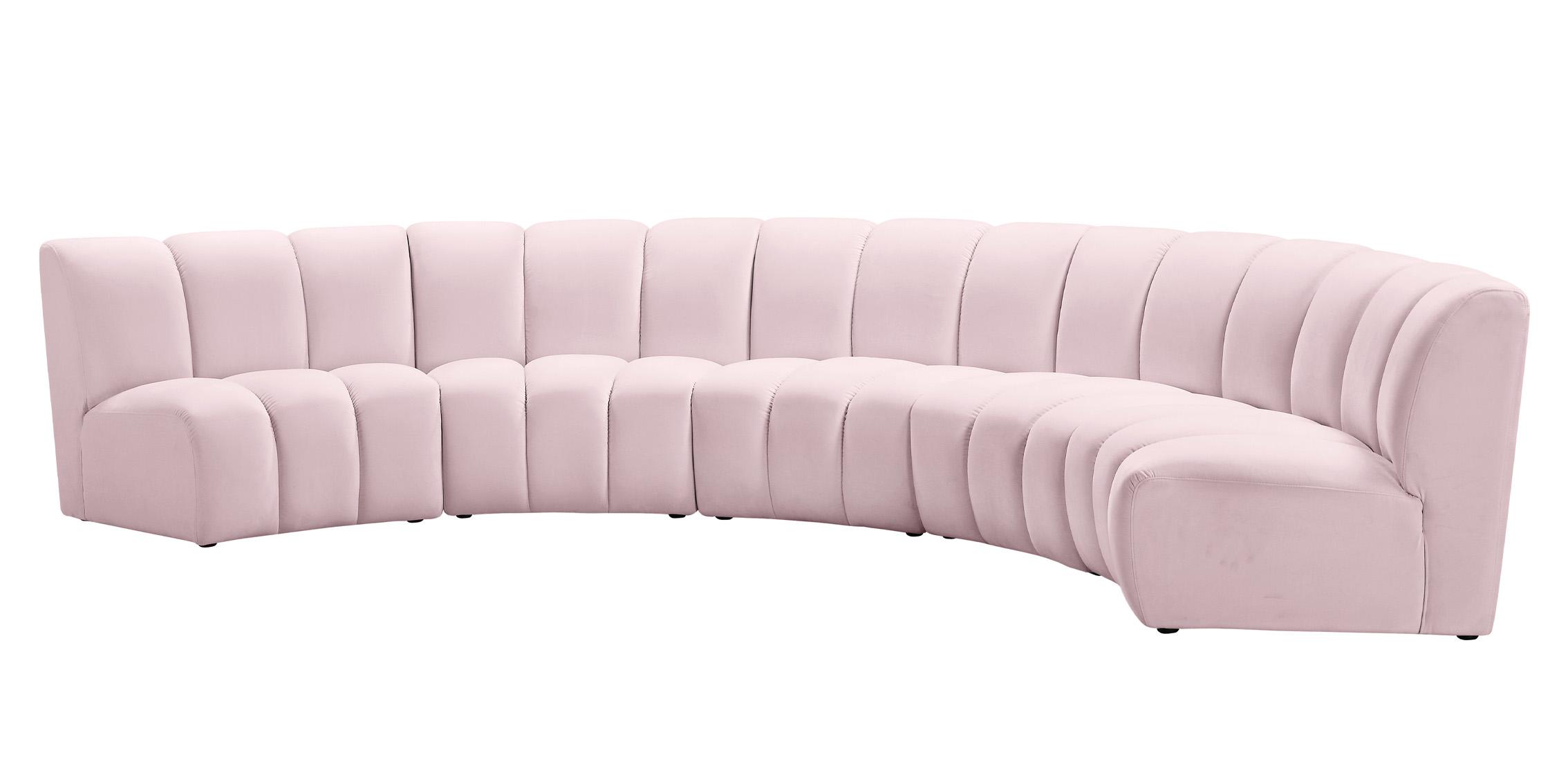 

    
Pink Velvet Modular Sectional Sofa INFINITY 638Pink-5PC Meridian Modern
