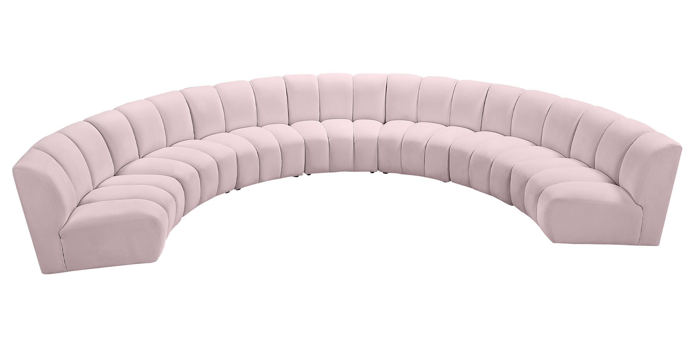 

    
Pink Velvet Modular Sectional Sofa INFINITY 638Pink-7PC Meridian Modern
