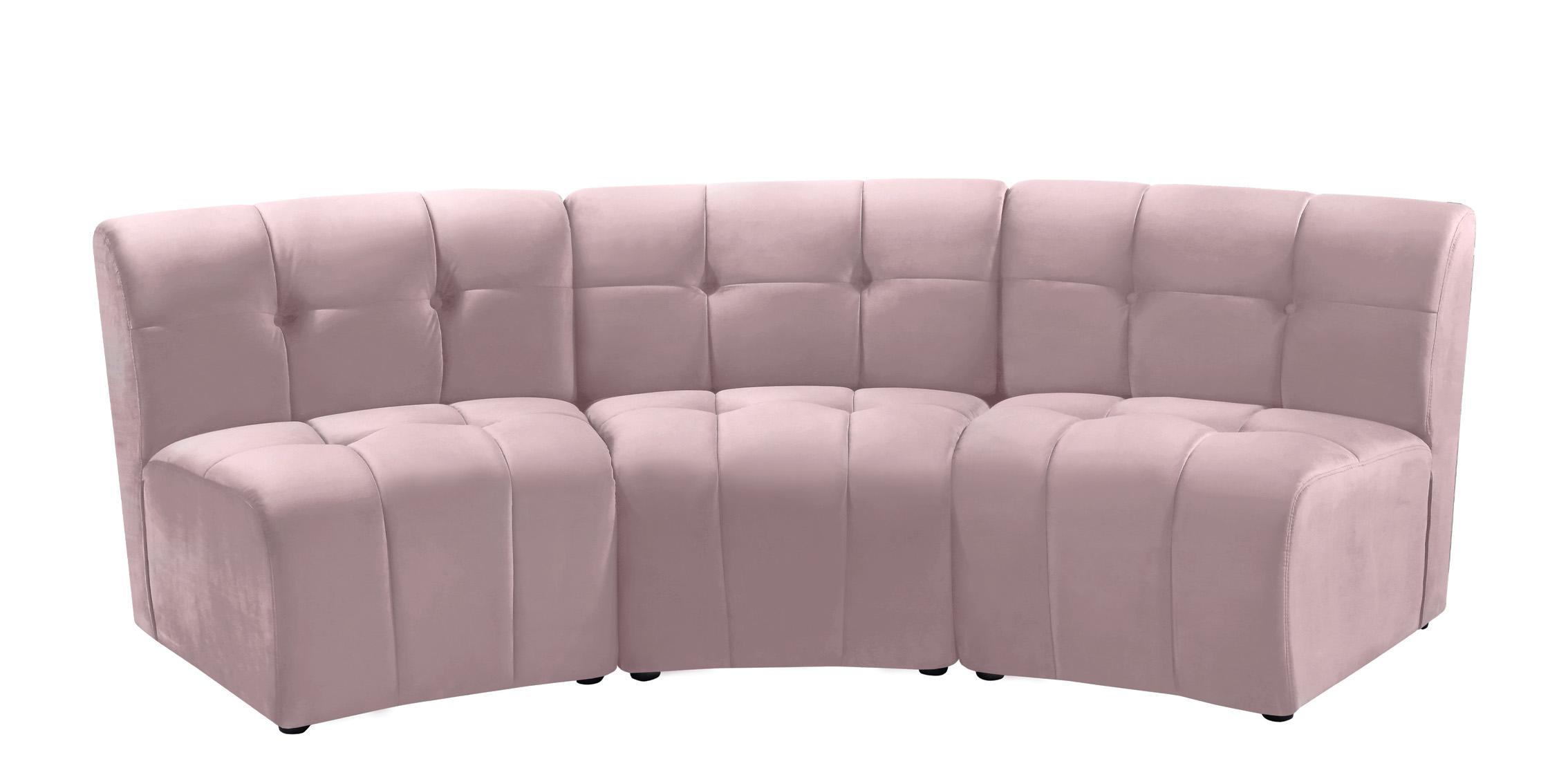 

    
PINK Velvet Modular Sectional Sofa LIMITLESS 645Pink-3PC Meridian Modern
