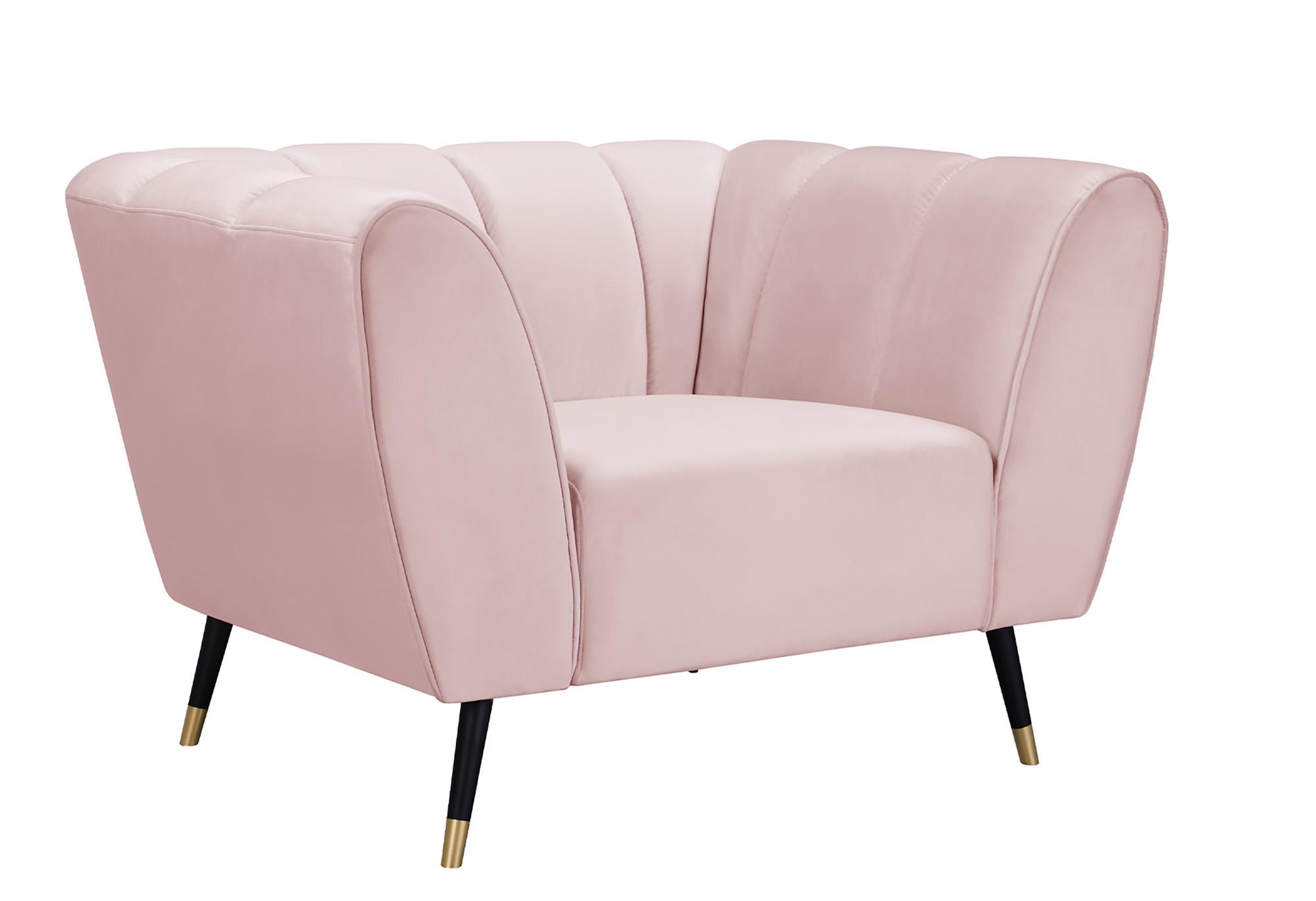 

    
Pink Velvet Channel Tufted Arm Chair BEAUMONT 626Pink-C Meridian Contemporary
