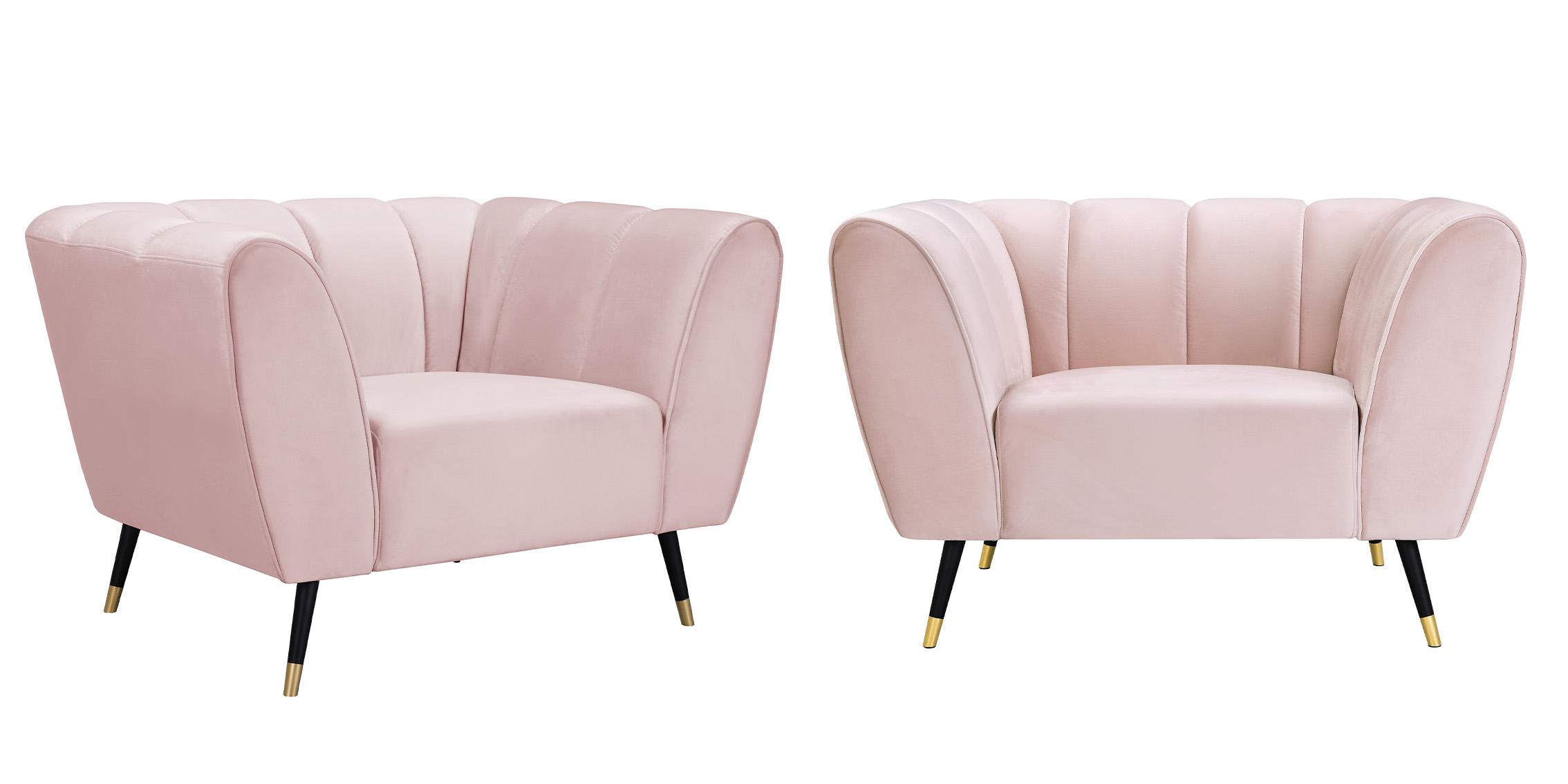 

    
Pink Velvet Channel Tufted Arm Chair Set 2Pcs BEAUMONT 626Pink-C Contemporary
