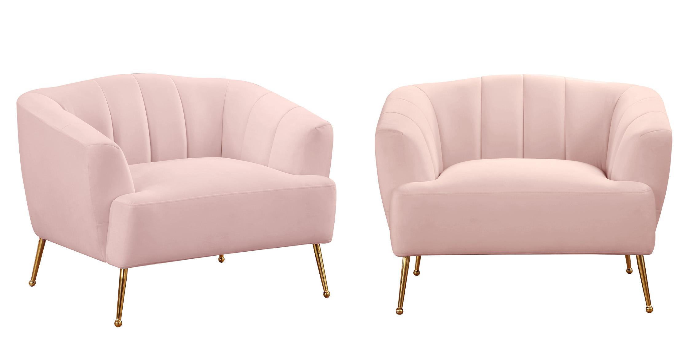 

    
Pink Velvet Channel Tufted Chair Set 2Pcs TORI 657Pink-C Meridian Contemporary
