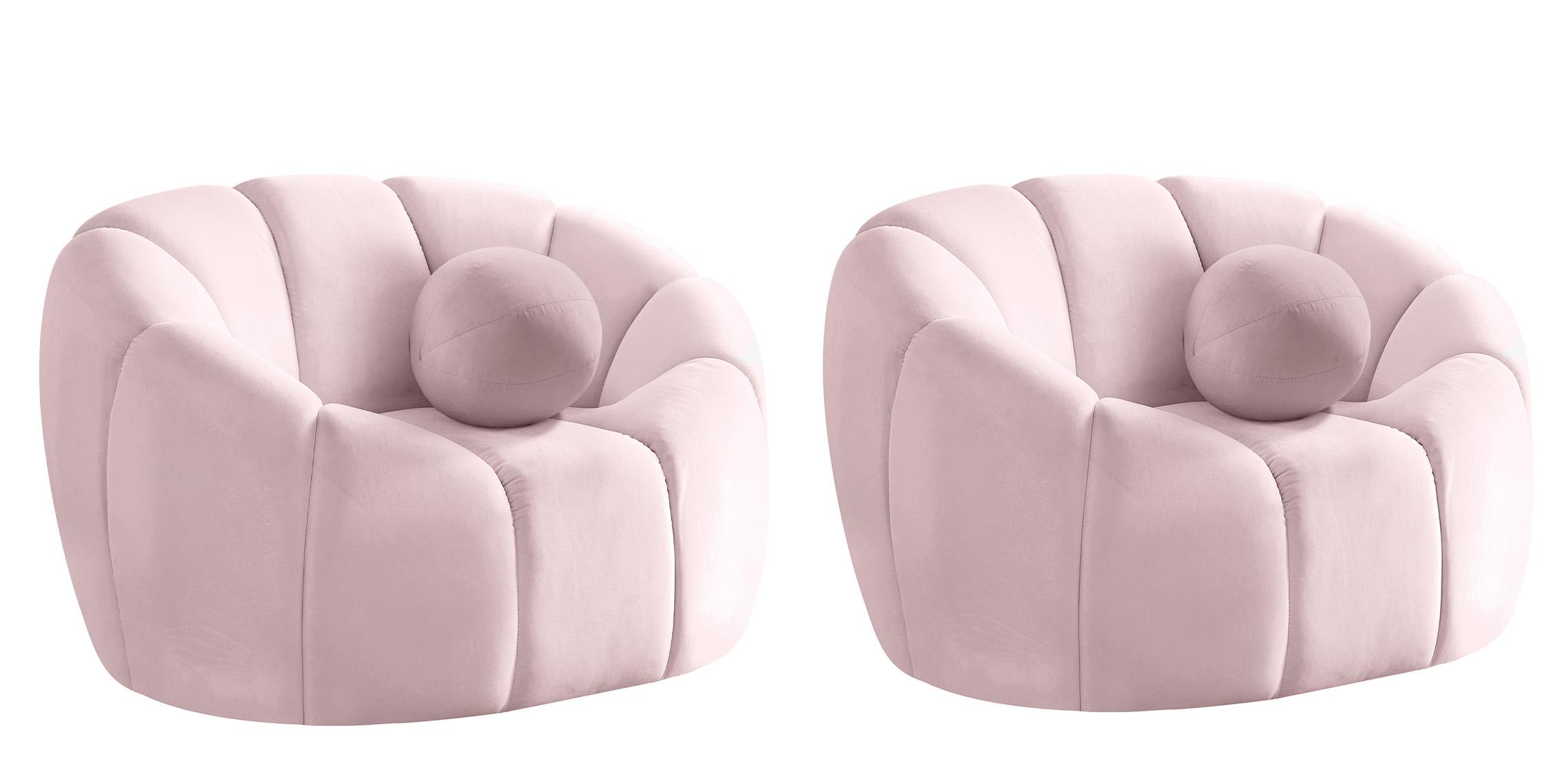 

    
PINK Velvet Channel Tufted Chair Set 2Pcs ELIJAH 613Pink-C Meridian Modern
