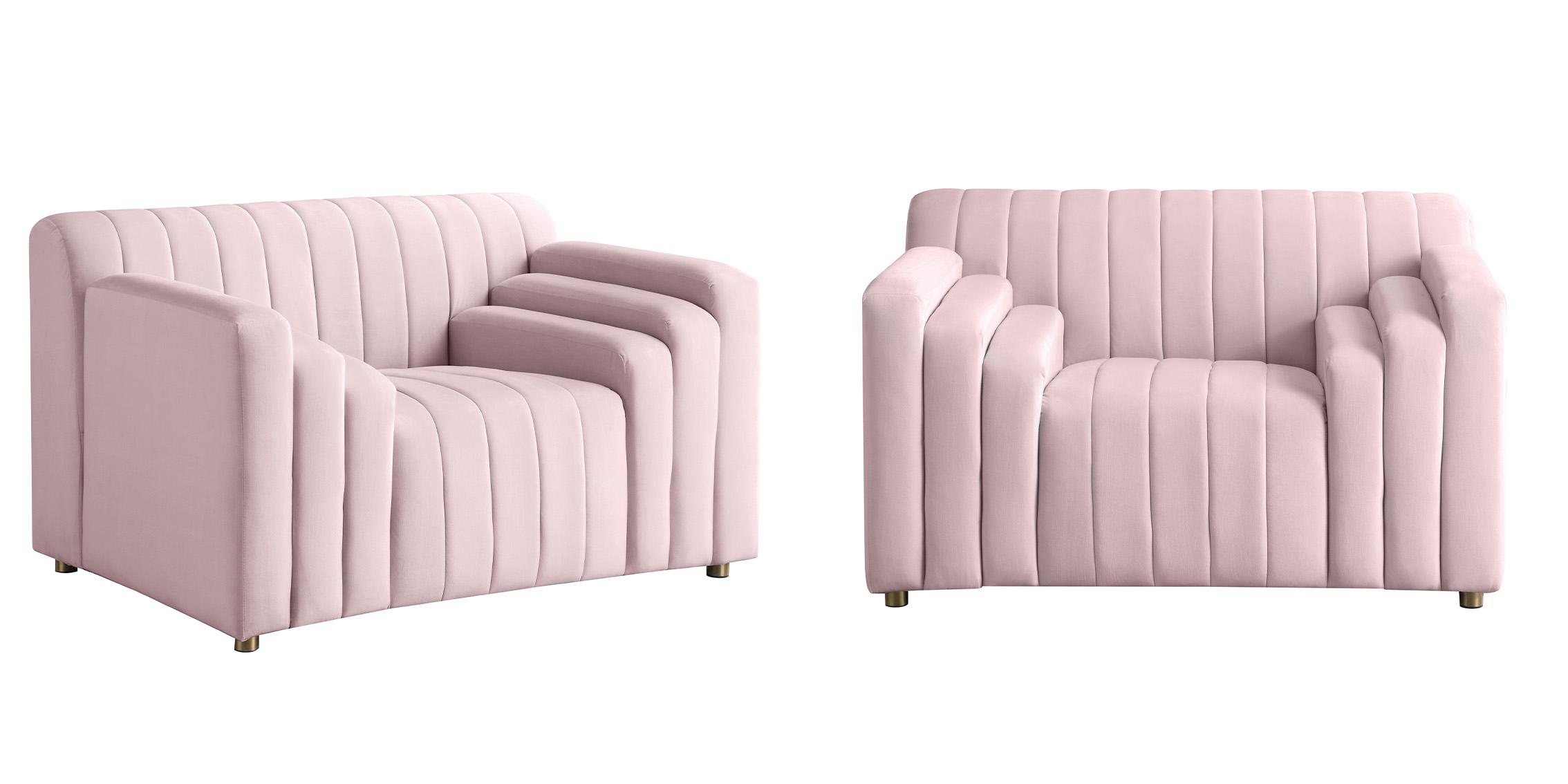 

    
Pink Velvet Channel Tufted Chair Set 2Pcs NAYA 637Pink-C Meridian Contemporary
