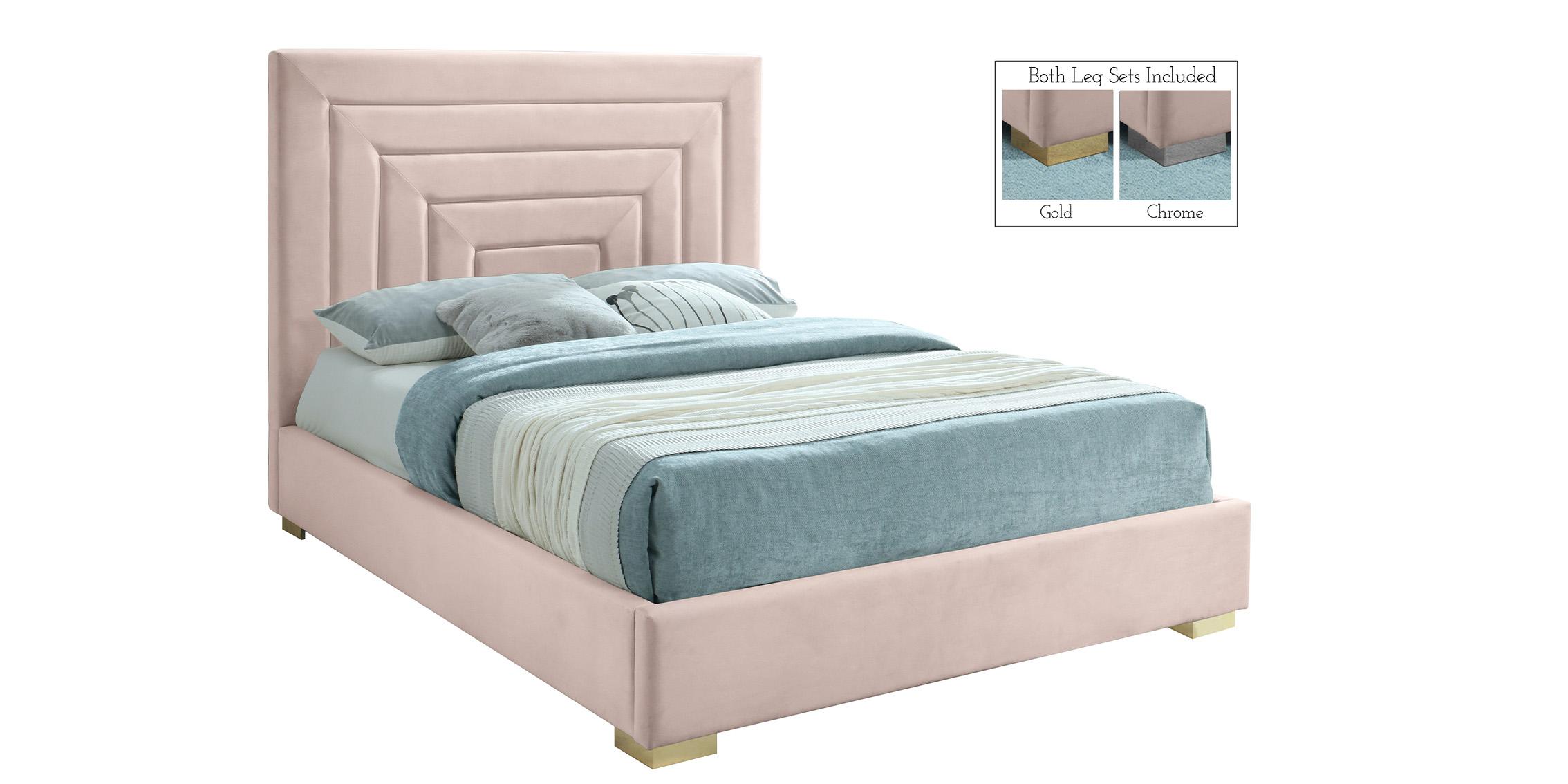 Contemporary, Modern Platform Bed NORA NoraPink-K NoraPink-K in Pink Fabric