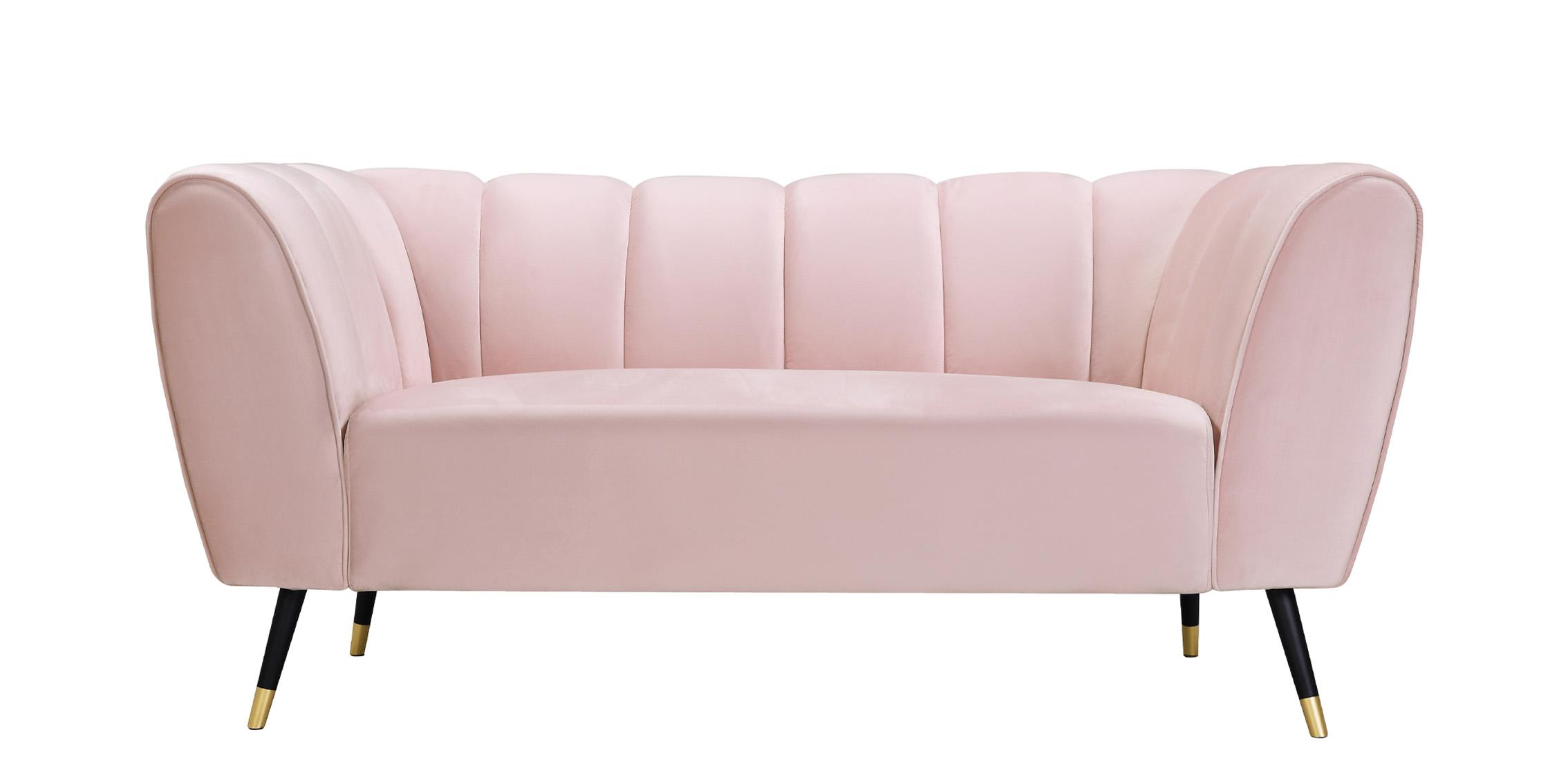 

    
Pink Velvet Channel Tufted Loveseat BEAUMONT 626Pink-L Meridian Contemporary

