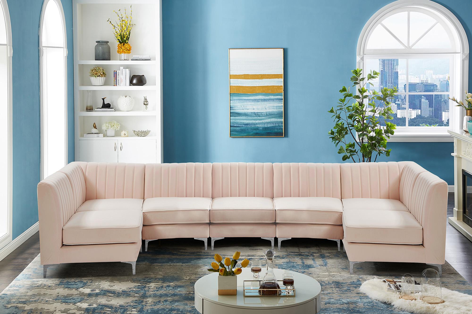 

        
Meridian Furniture ALINA 604Pink-Sec7A Modular Sectional Sofa Pink Velvet 94308259277
