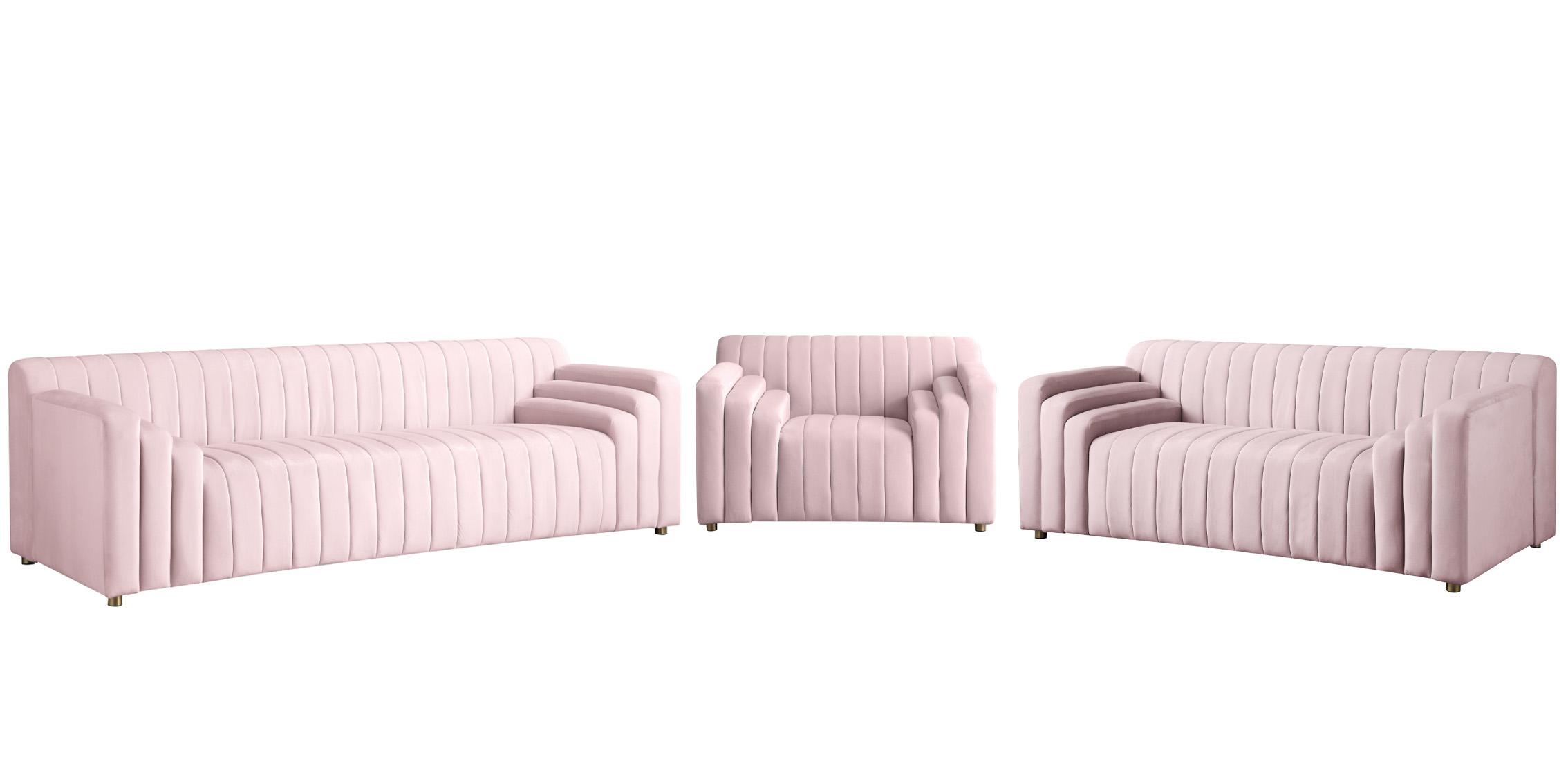 

    
 Shop  Pink Velvet Channel Tufted Sofa NAYA 637Pink-S Meridian Contemporary Modern
