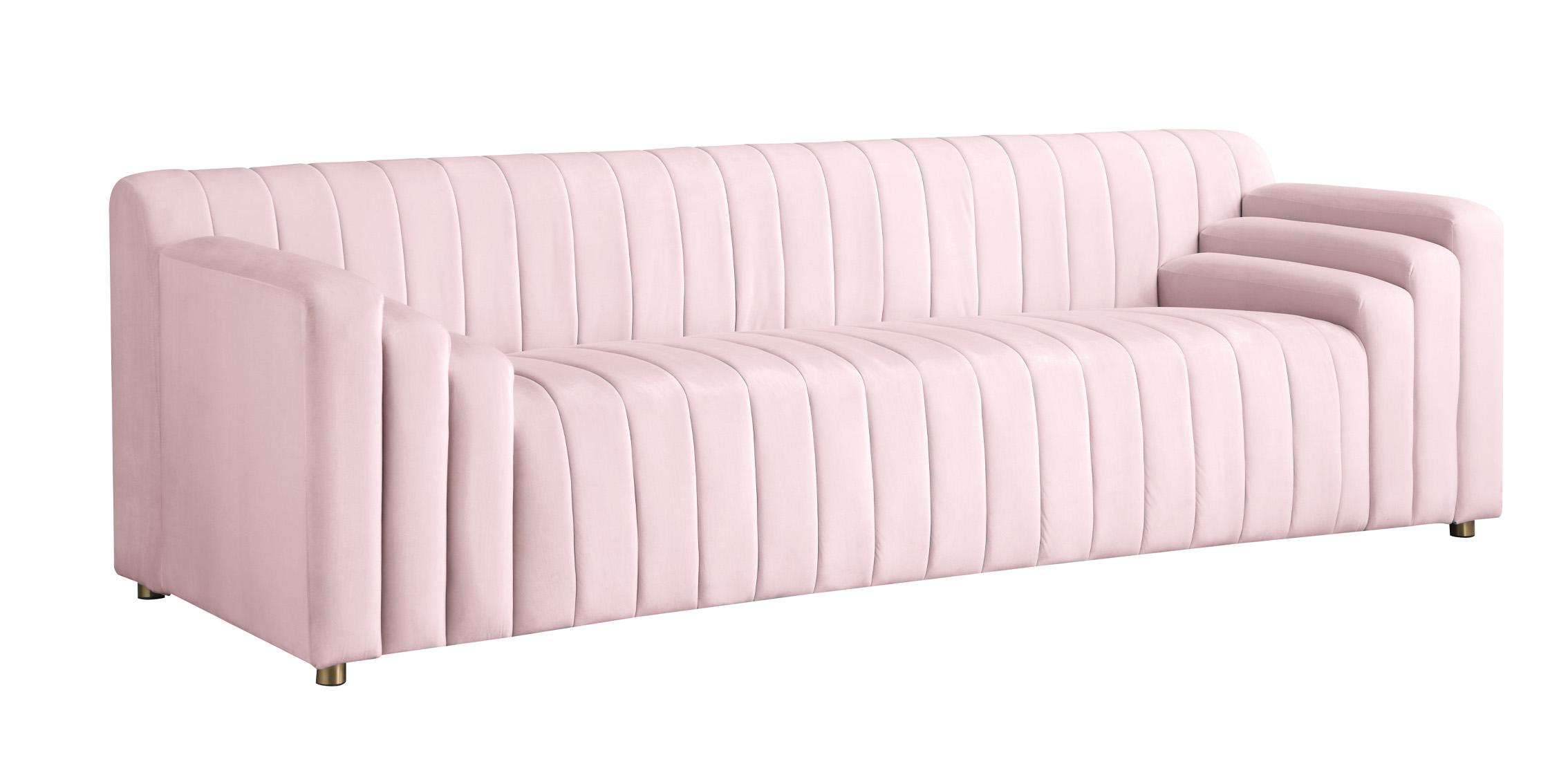 

    
Pink Velvet Channel Tufted Sofa NAYA 637Pink-S Meridian Contemporary Modern
