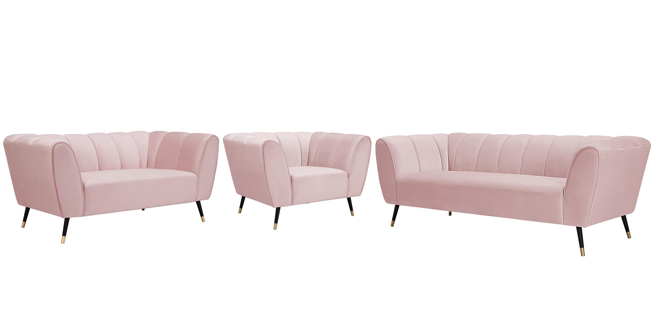 

    
 Order  Pink Velvet Channel Tufted Sofa Set 2Pcs BEAUMONT 626Pink Meridian Contemporary
