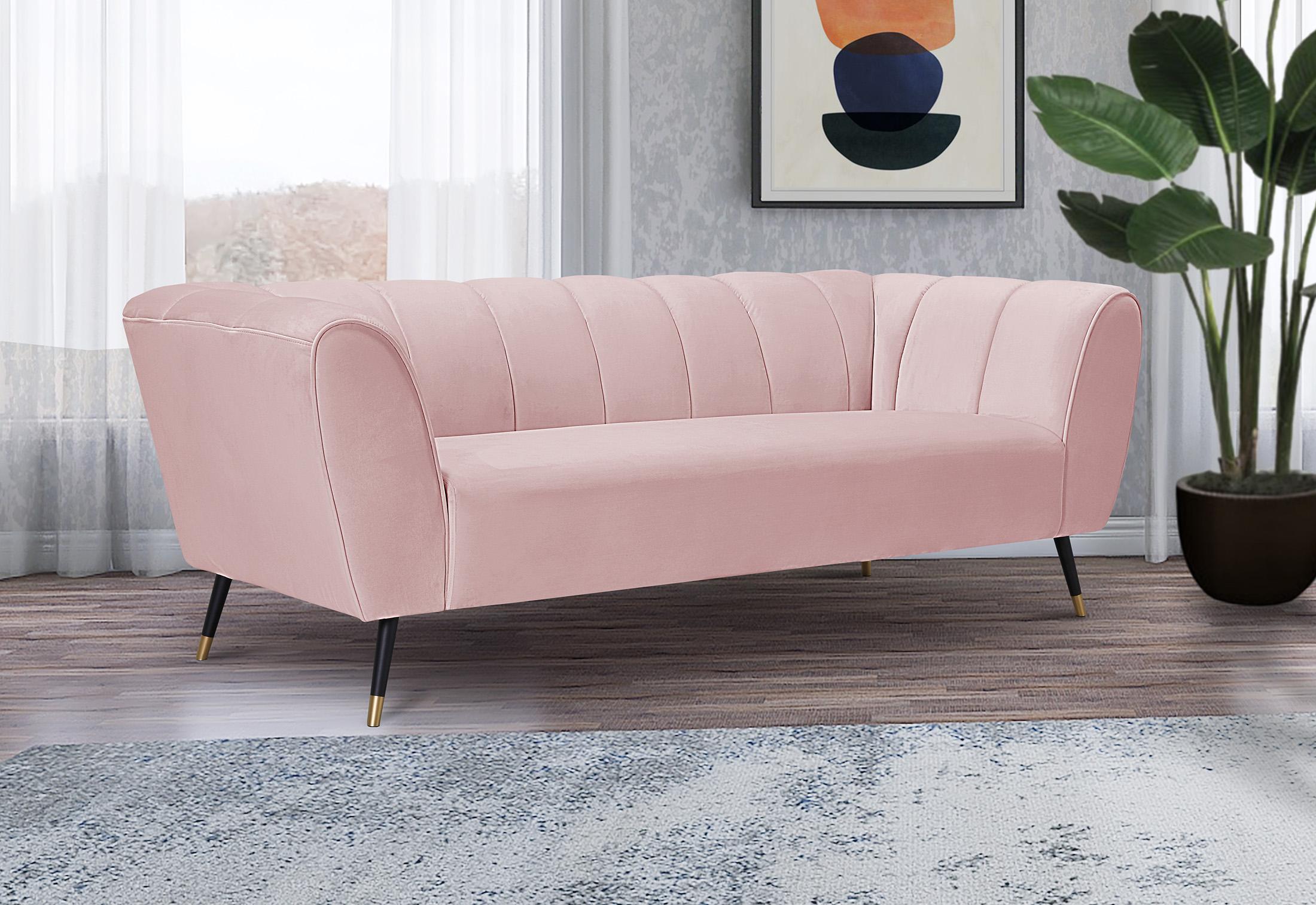 

    
 Order  Pink Velvet Channel Tufted Sofa Set 3Pcs BEAUMONT 626Pink Meridian Contemporary
