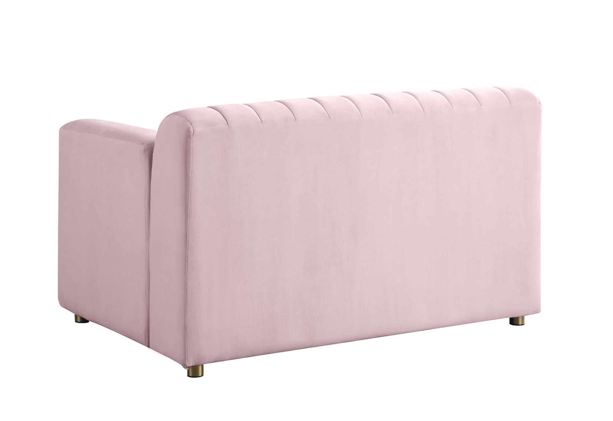 

    
Pink Velvet Channel Tufted Sofa Set 3Pcs NAYA 637Pink-S Meridian Contemporary
