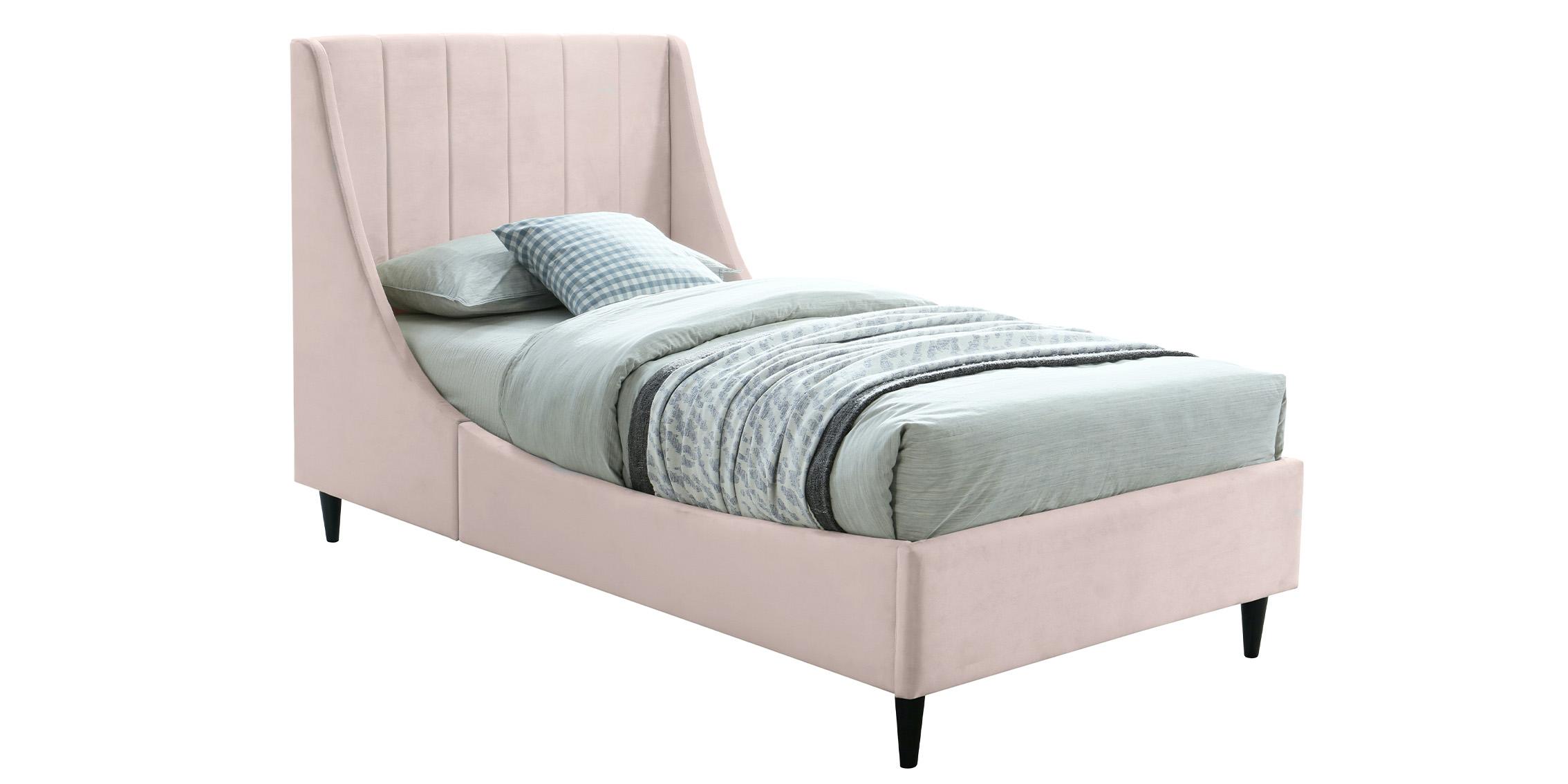 Contemporary Platform Bed EVA EvaPink-T EvaPink-T in Pink Velvet