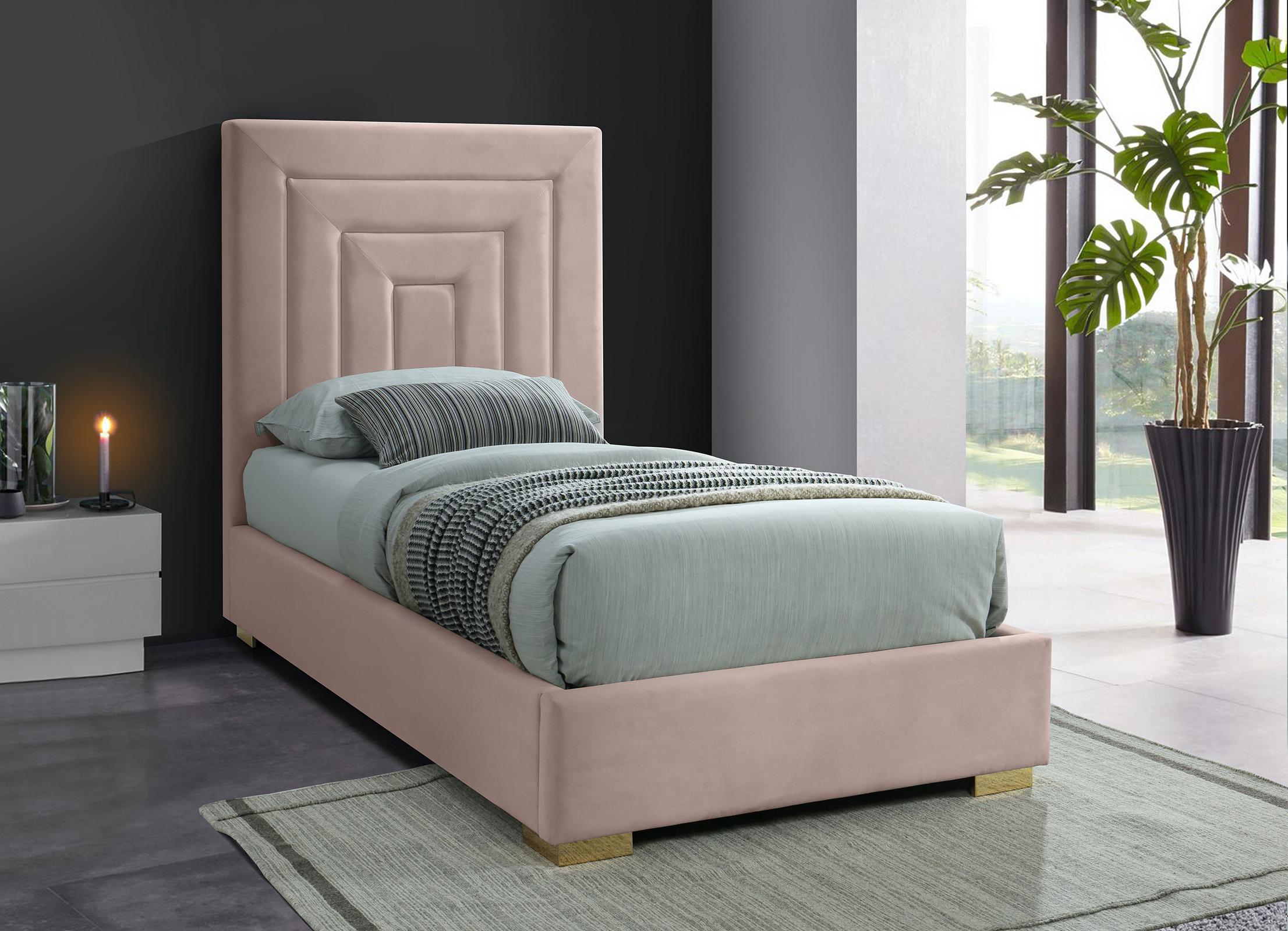 

    
Pink Velvet Channel Tufted Twin Bed NORA NoraPink-T Meridian Modern
