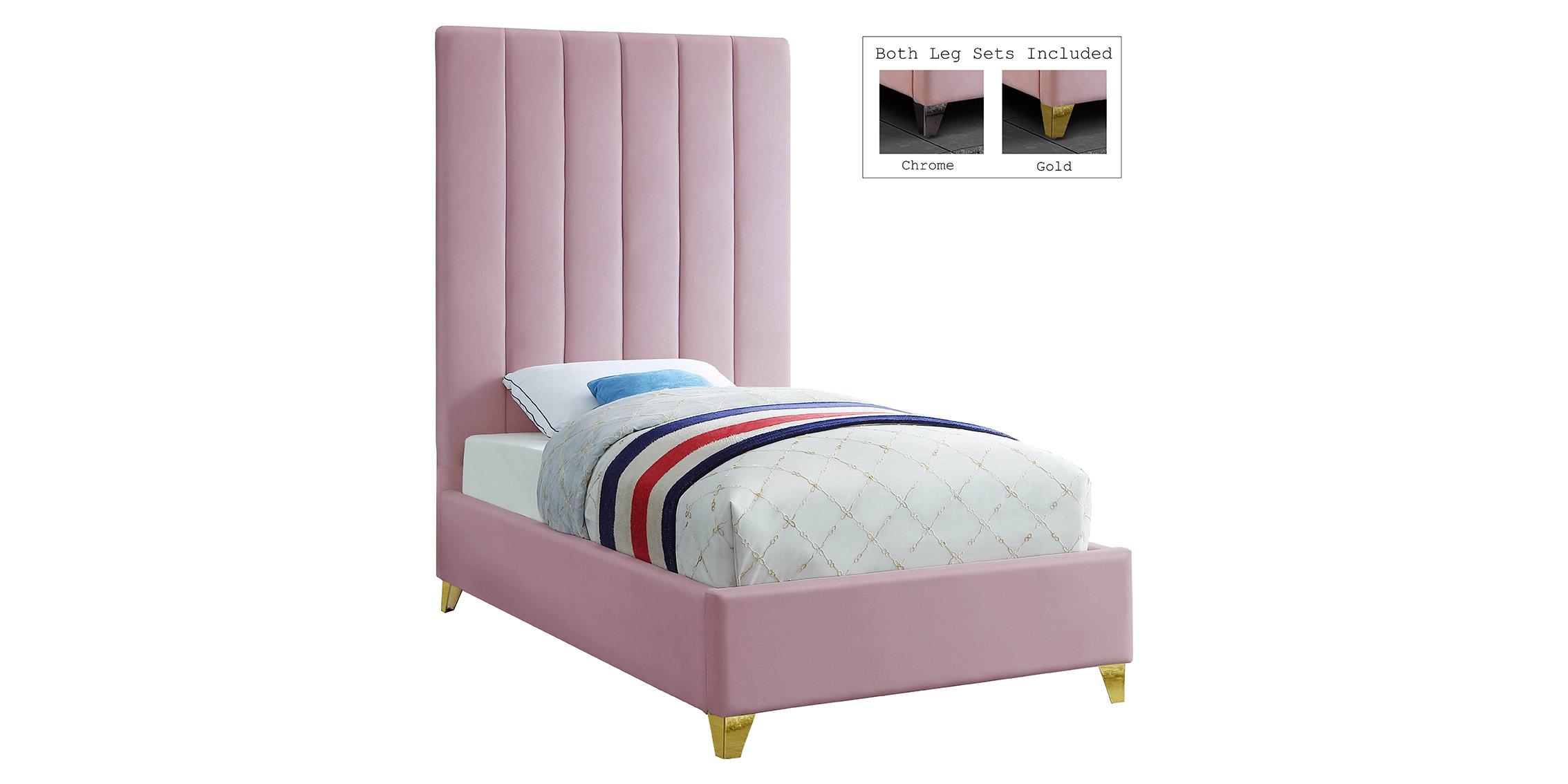 

    
Pink Velvet Channel Tufted Twin Bed VIA ViaPink-T Meridian Contemporary Modern
