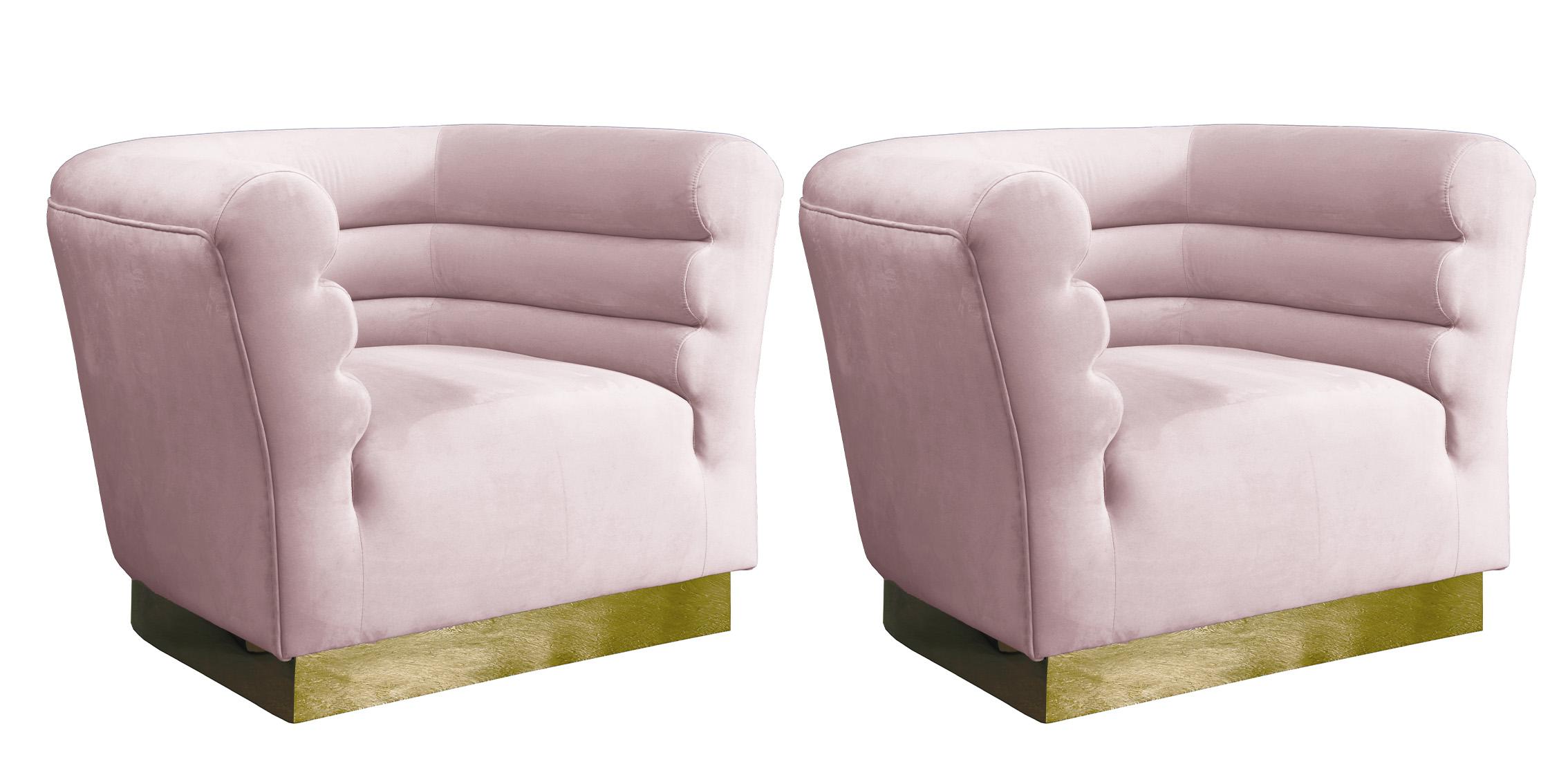 

    
Pink Velvet Channel Tufting Chair Set 2P BELLINI 669Pink-C Meridian Contemporary

